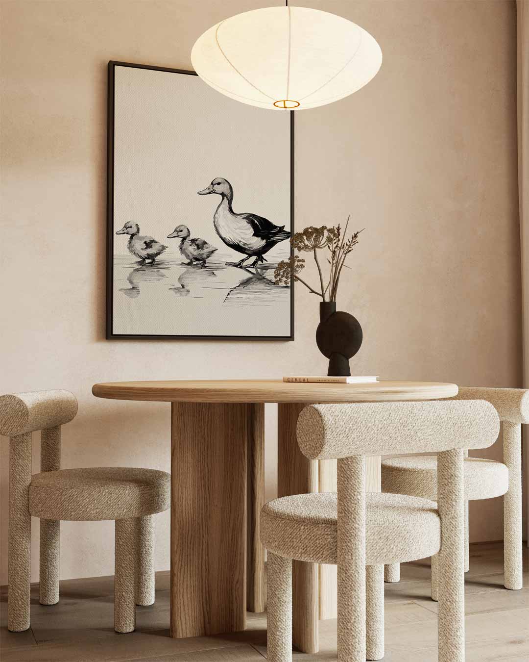 Eend met Eendjes Wandeling Kunstwerk-canvas-dibond-plexiglas-wanddecoratie-WallArtistic