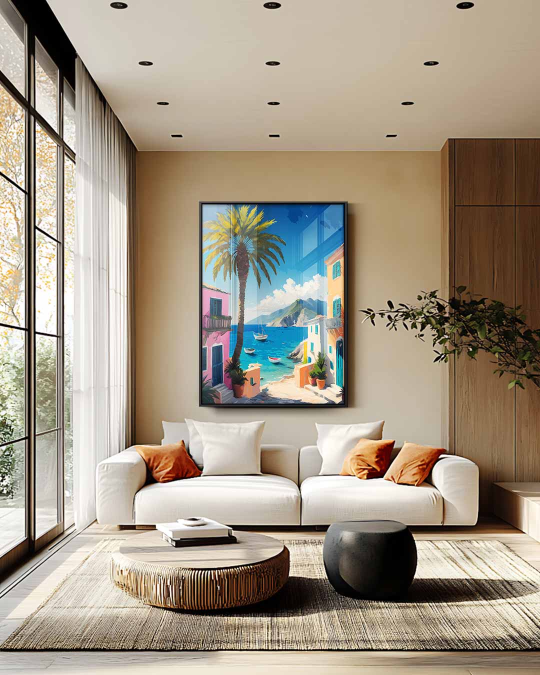 Zonovergoten Mediterraans Dorp Kunstwerk-canvas-dibond-plexiglas-wanddecoratie-WallArtistic