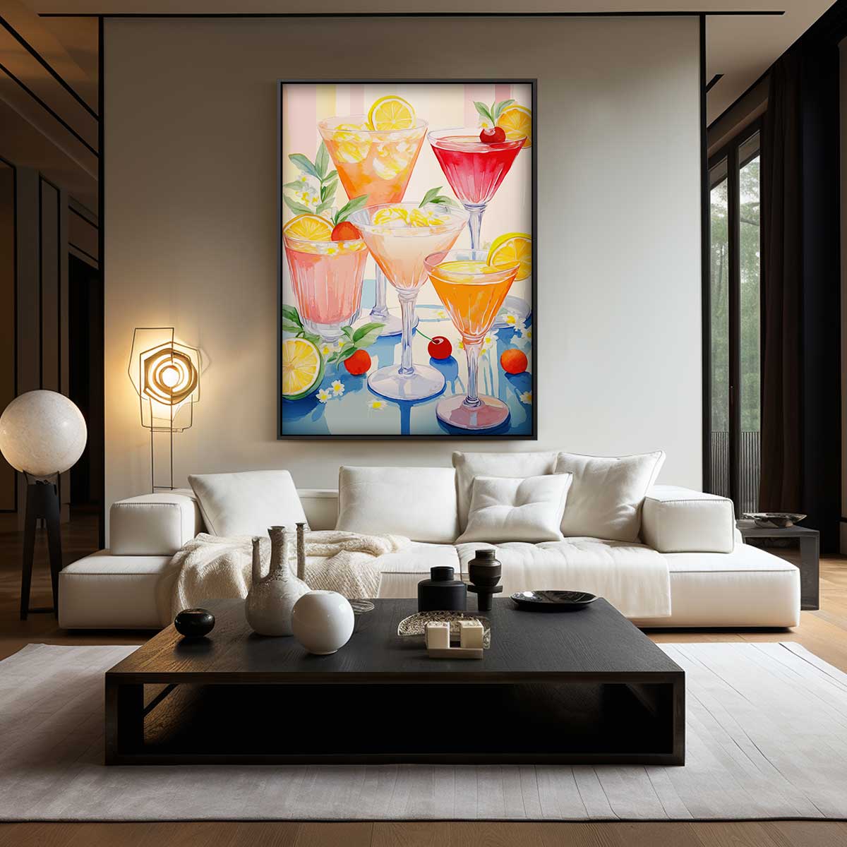 Fruitige Cocktail Illustratie Kunstwerk-canvas-dibond-plexiglas-wanddecoratie-WallArtistic