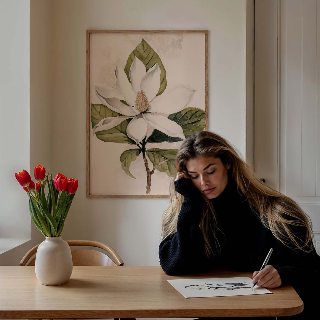 Elegante Magnolia Bloemposter-WallArtistic