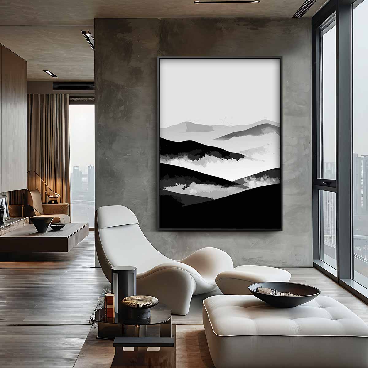Mystieke Bergsilhouetten Kunstwerk-canvas-dibond-plexiglas-wanddecoratie-WallArtistic