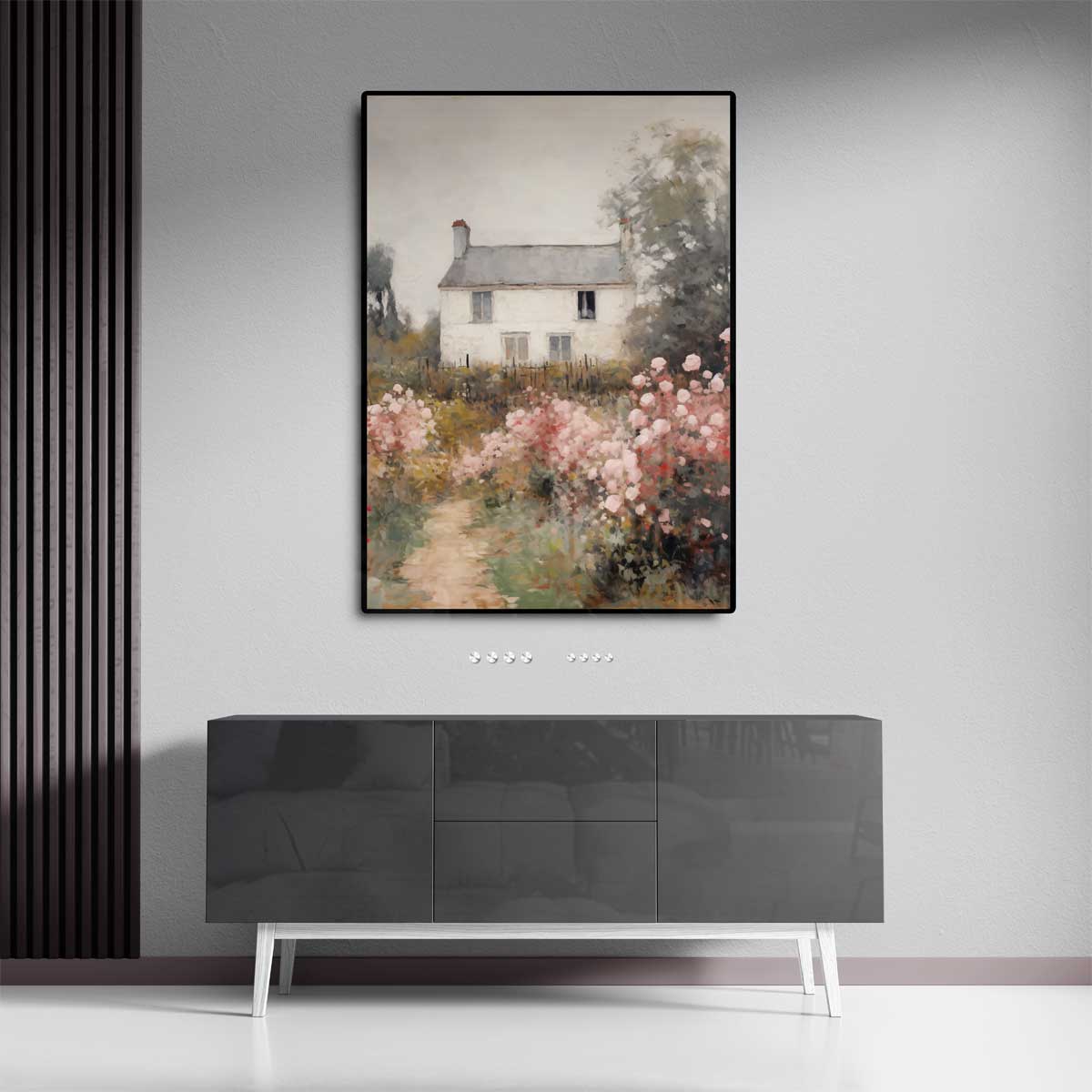 Romantisch Landhuis met Rozentuin Kunstwerk-canvas-dibond-plexiglas-wanddecoratie-WallArtistic