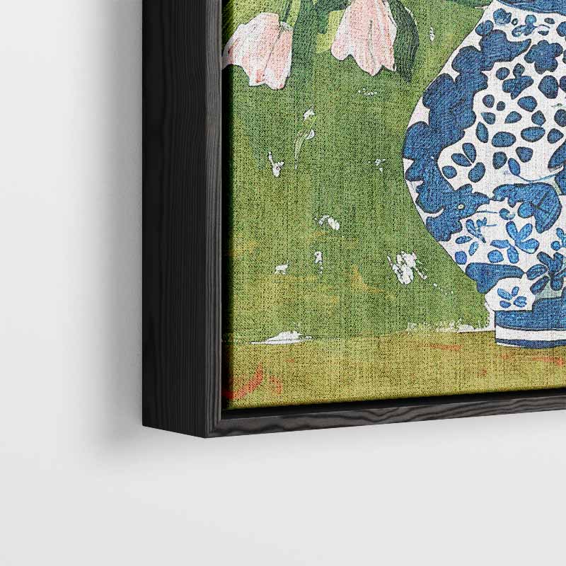 Bloemen in Blauwe Vaas Kunstwerk-canvas-dibond-plexiglas-wanddecoratie-WallArtistic