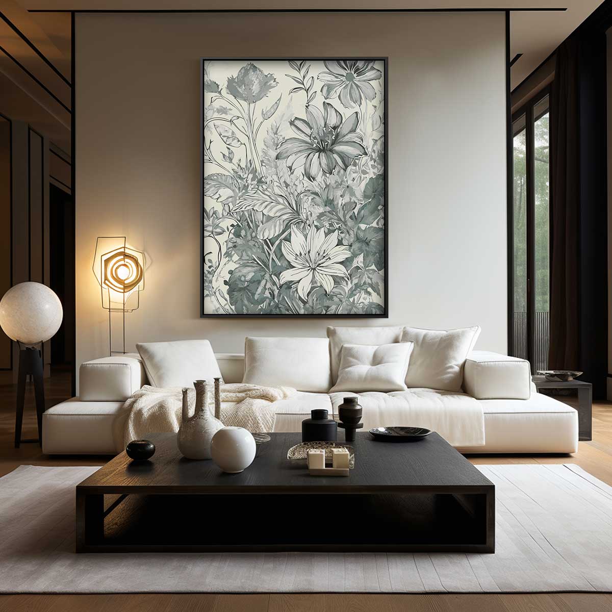 Botanische Grijstinten Kunstwerk-canvas-dibond-plexiglas-wanddecoratie-WallArtistic