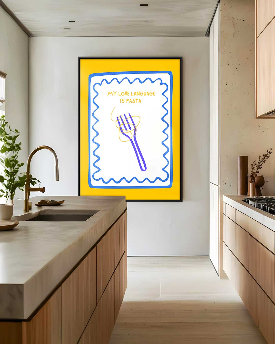Pasta Liefdestaal Poster Kunstwerk-canvas-dibond-plexiglas-wanddecoratie-WallArtistic