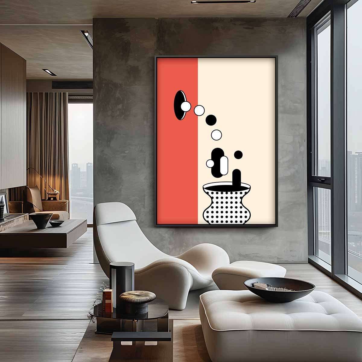 Geometrische Vaas in Stippen Kunstwerk-canvas-dibond-plexiglas-wanddecoratie-WallArtistic