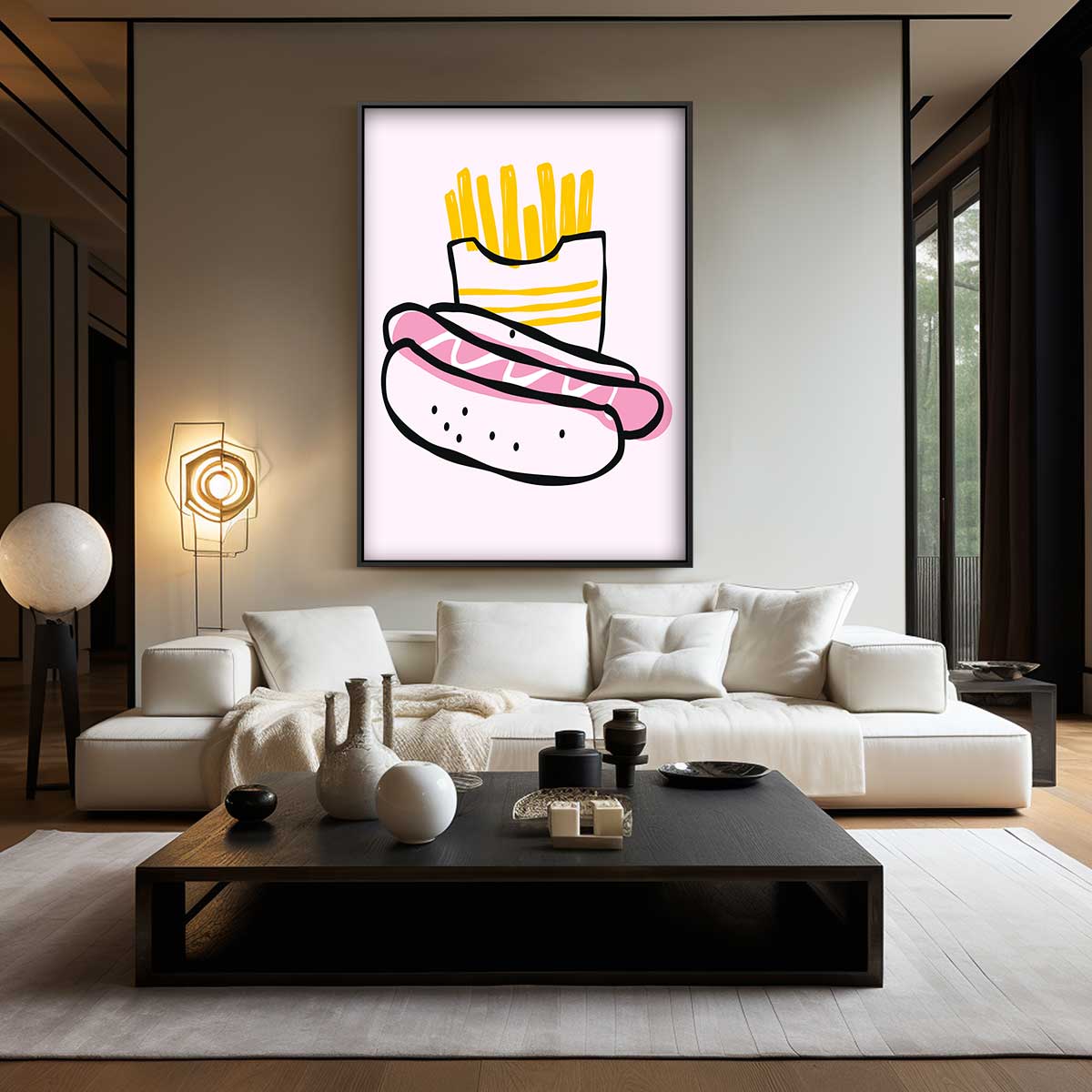 Speelse Snack Illustratie Kunstwerk-canvas-dibond-plexiglas-wanddecoratie-WallArtistic