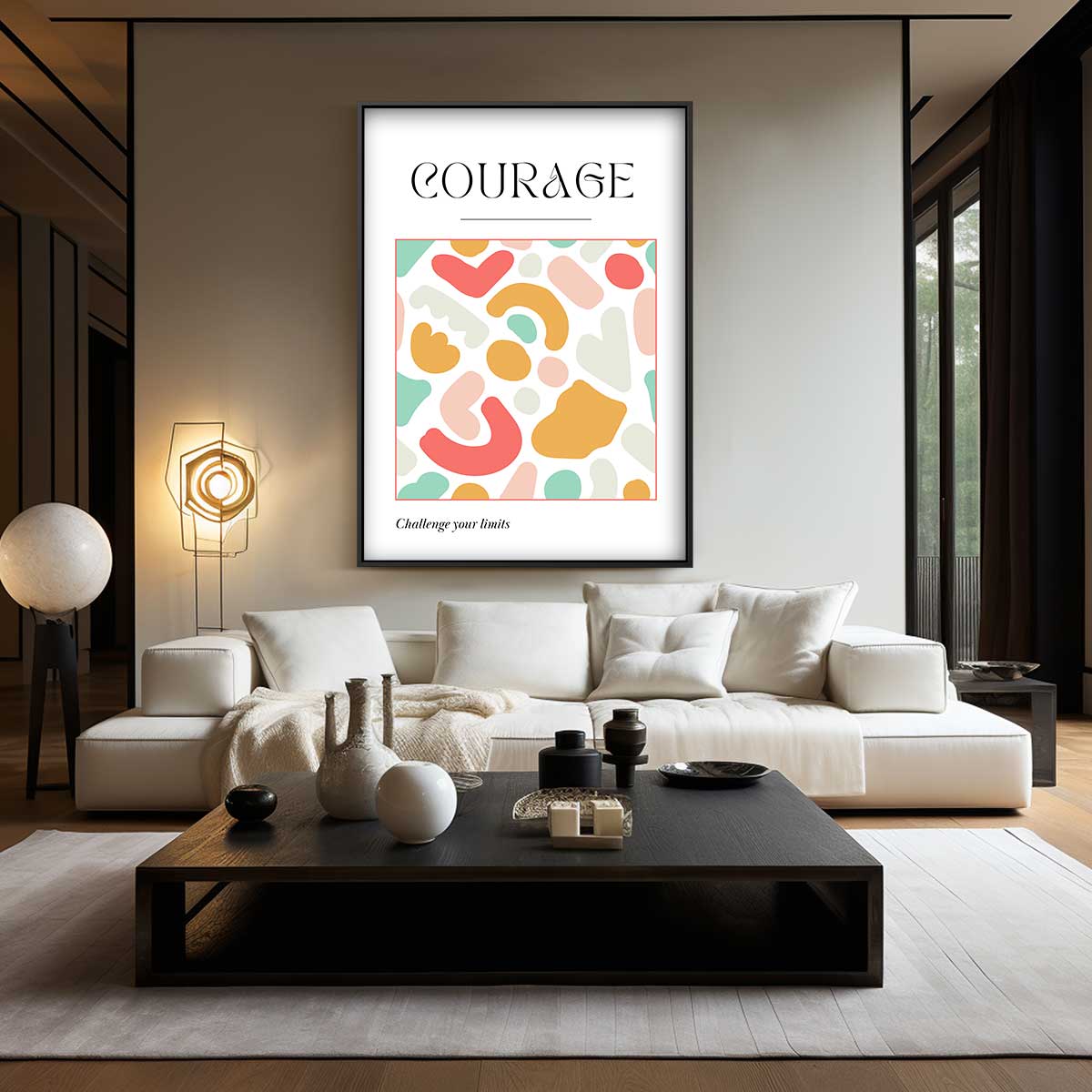 Kleurige Inspiratie Poster Courage Kunstwerk-canvas-dibond-plexiglas-wanddecoratie-WallArtistic