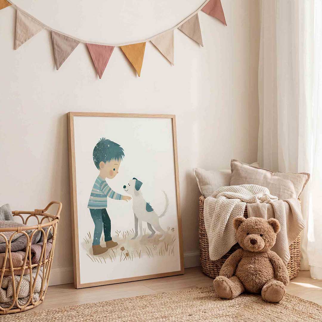 Jongen met hond Poster