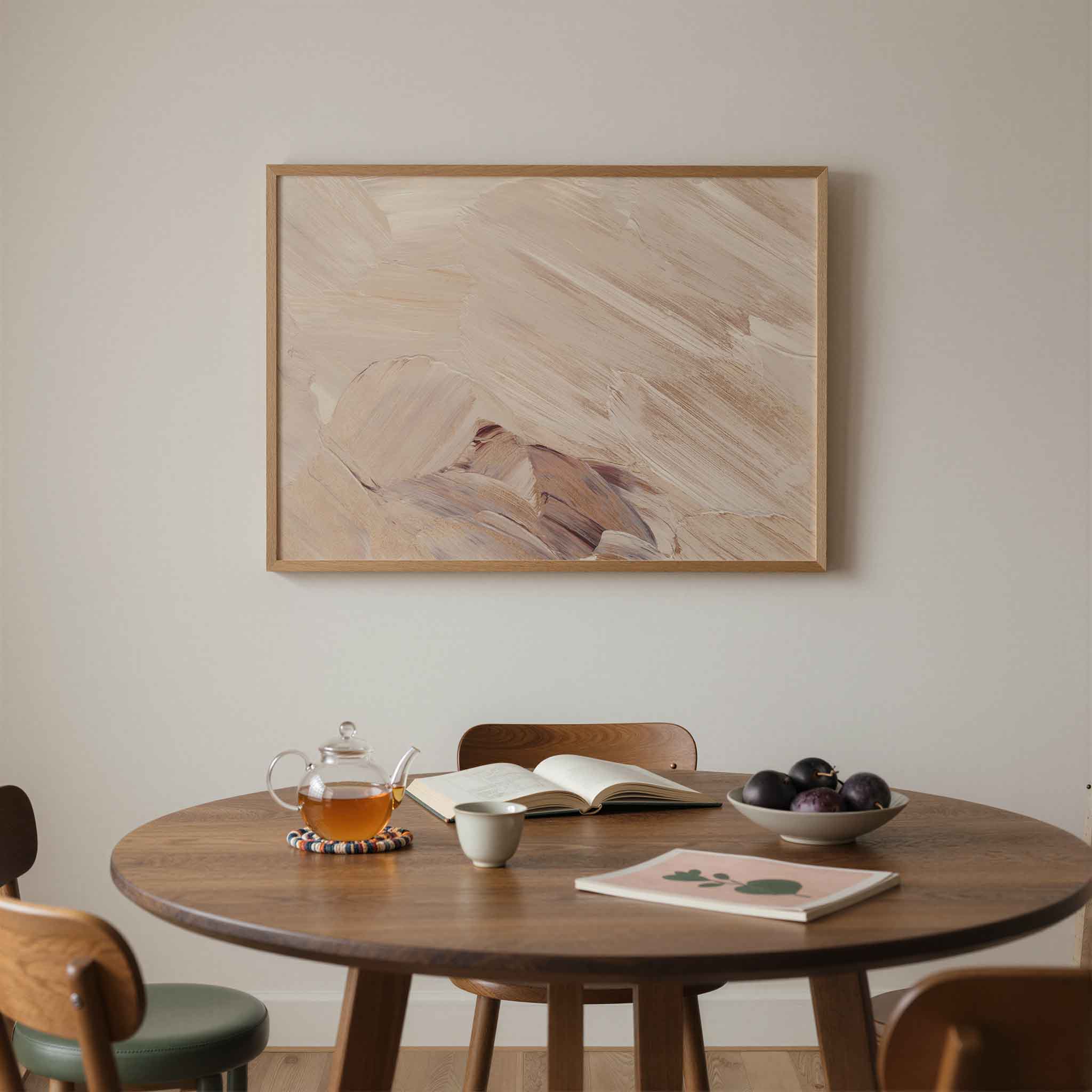 Abstracte beige penseelstreken Poster