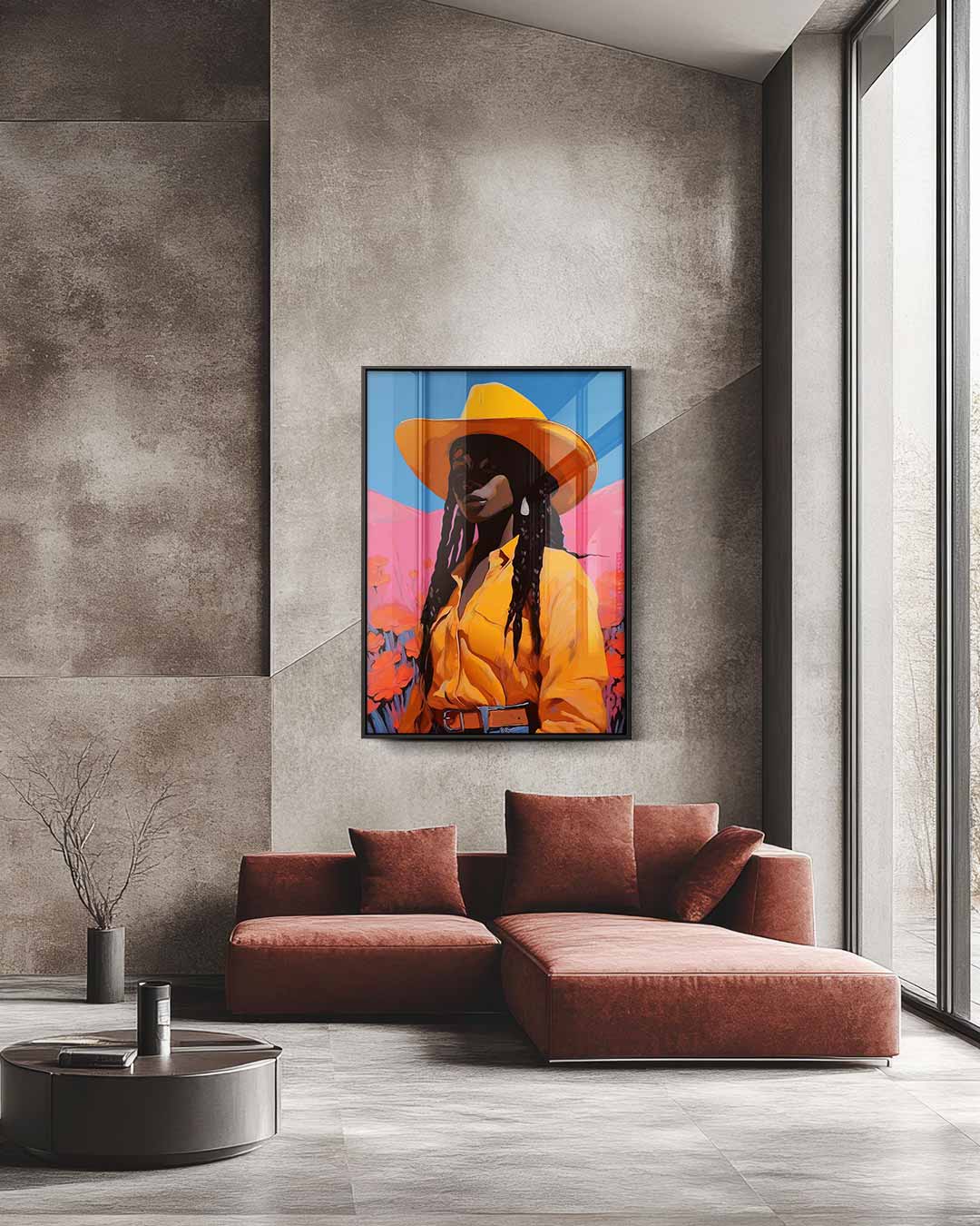 Vrouw in de Velden Kunstwerk-canvas-dibond-plexiglas-wanddecoratie-WallArtistic