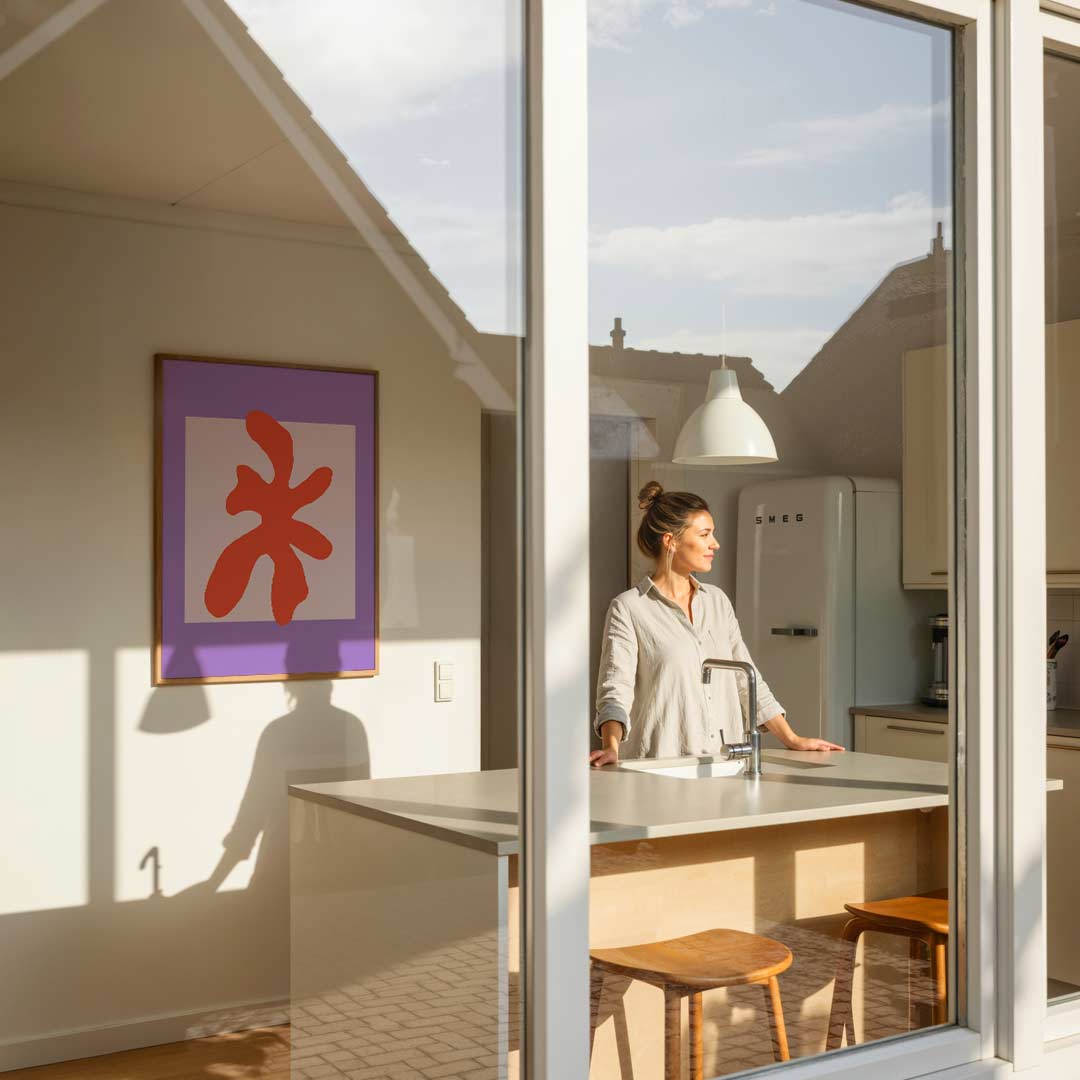 Vrolijke Abstracte Bloem Poster-WallArtistic