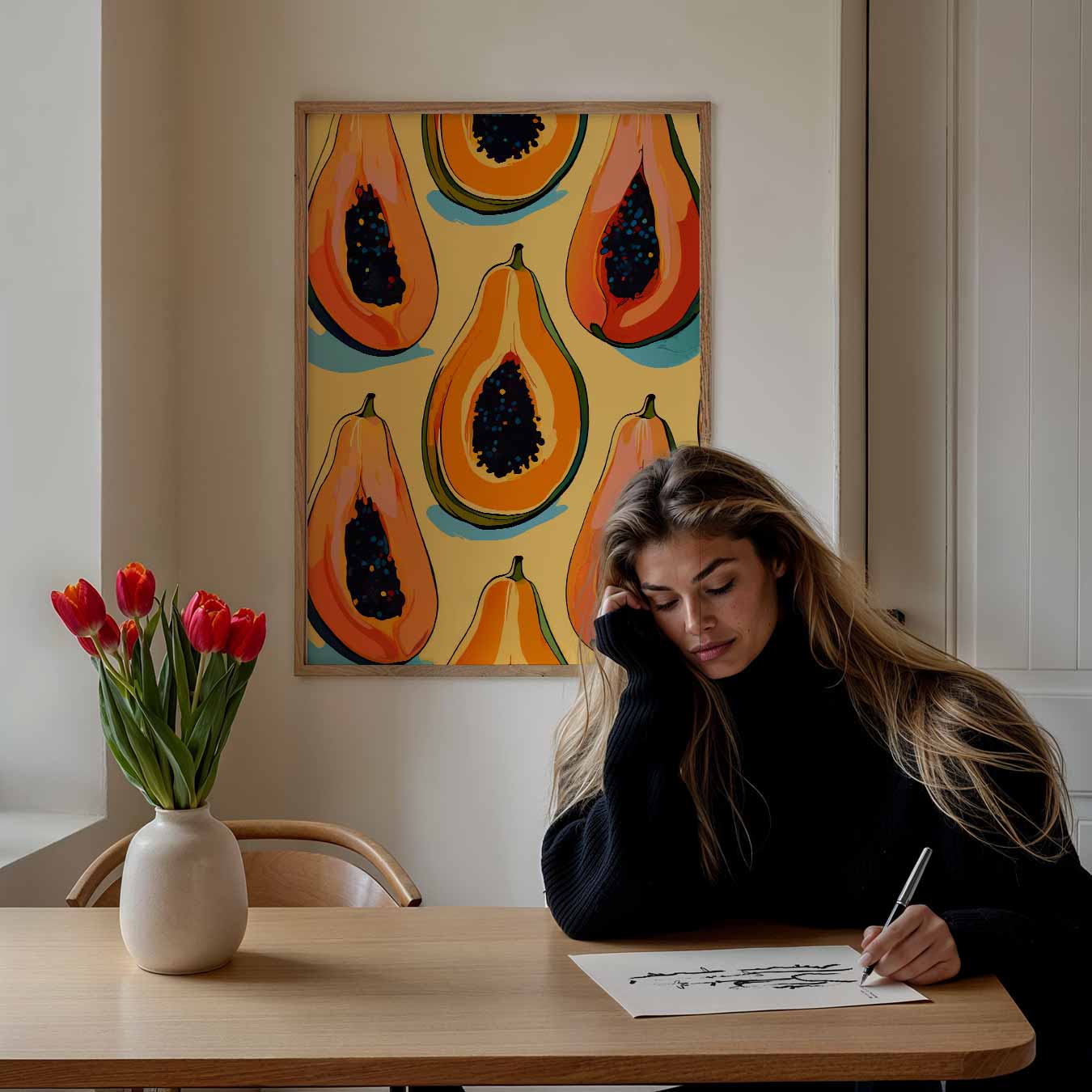 Tropische Papaya Illustratie Poster-WallArtistic