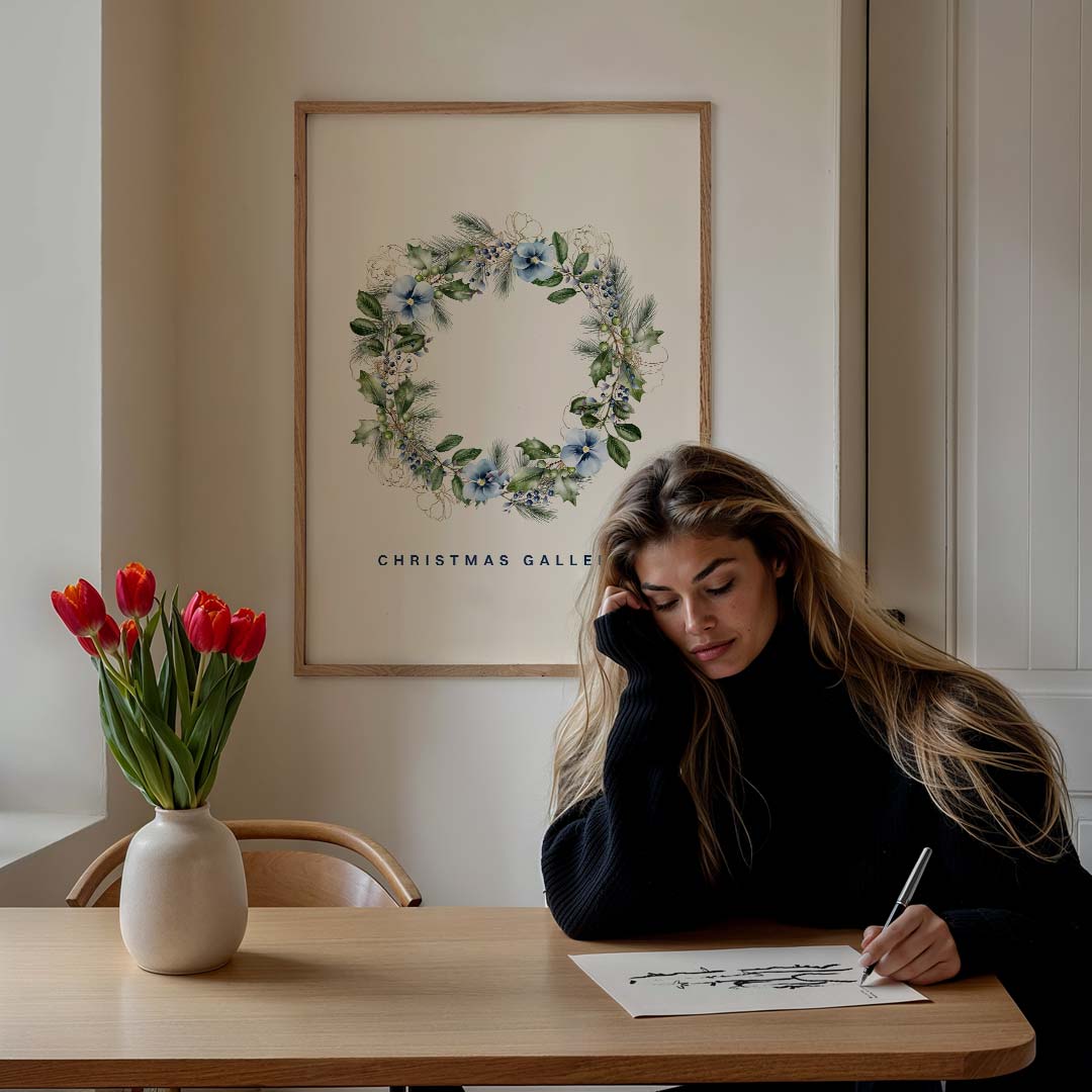 Kerstkrans Bloemenposter-WallArtistic