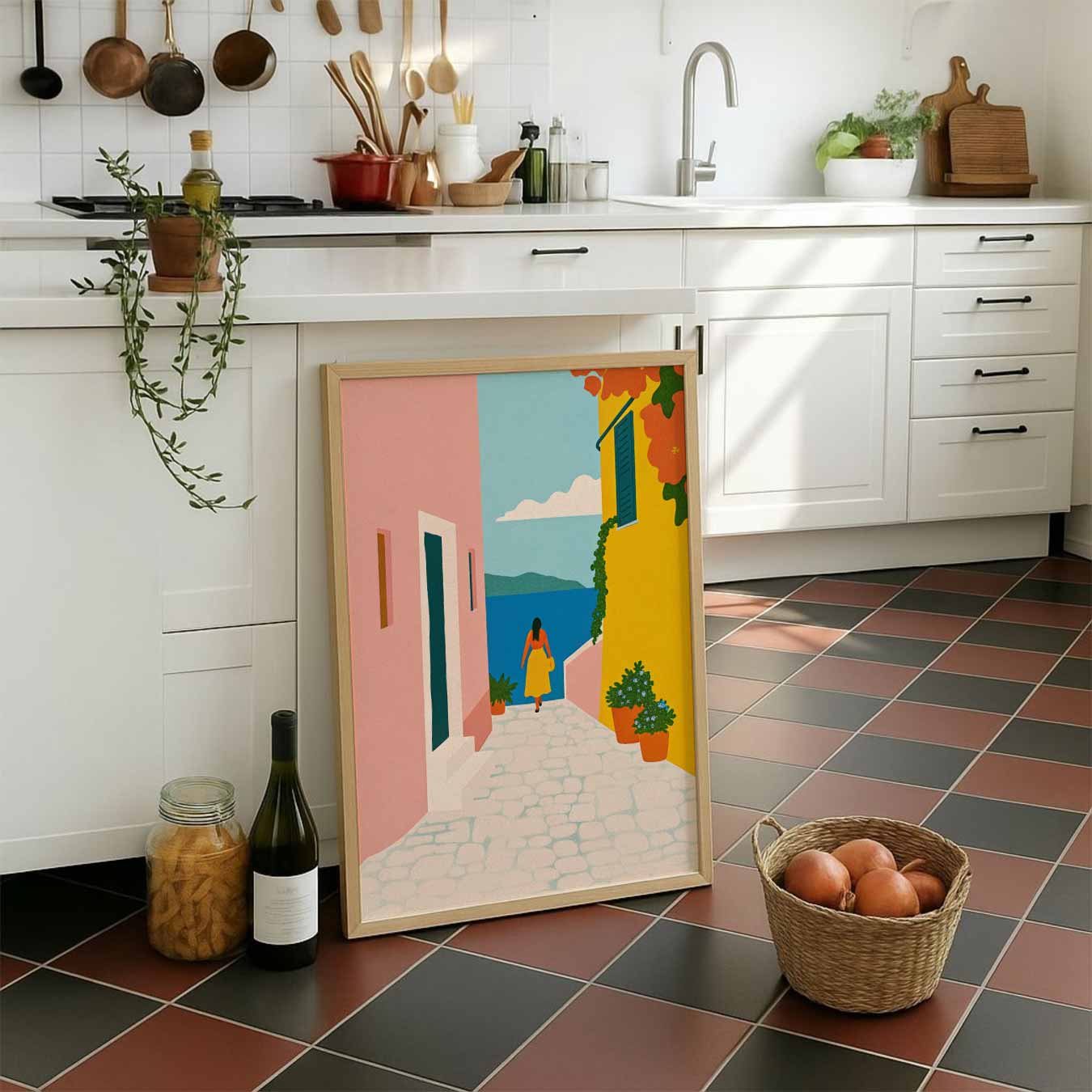 Zonnige Middellandse Zee Wandeling Poster-WallArtistic