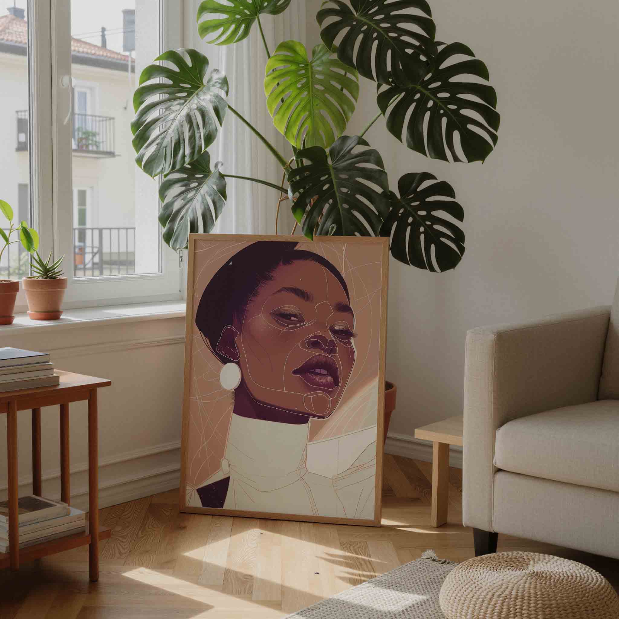 Portret met lijnen Poster