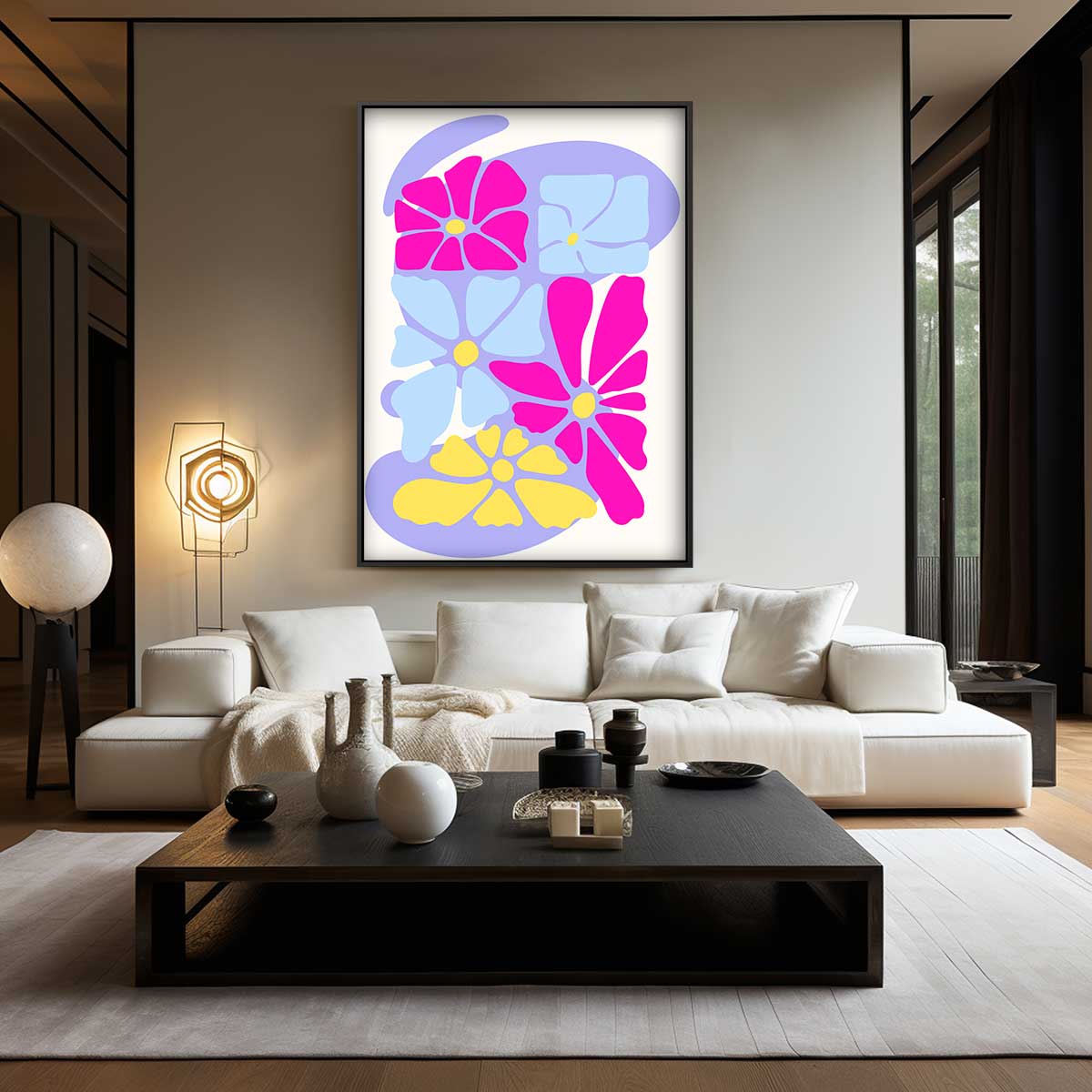 Vrolijke Bloemenpracht Kunstwerk-canvas-dibond-plexiglas-wanddecoratie-WallArtistic