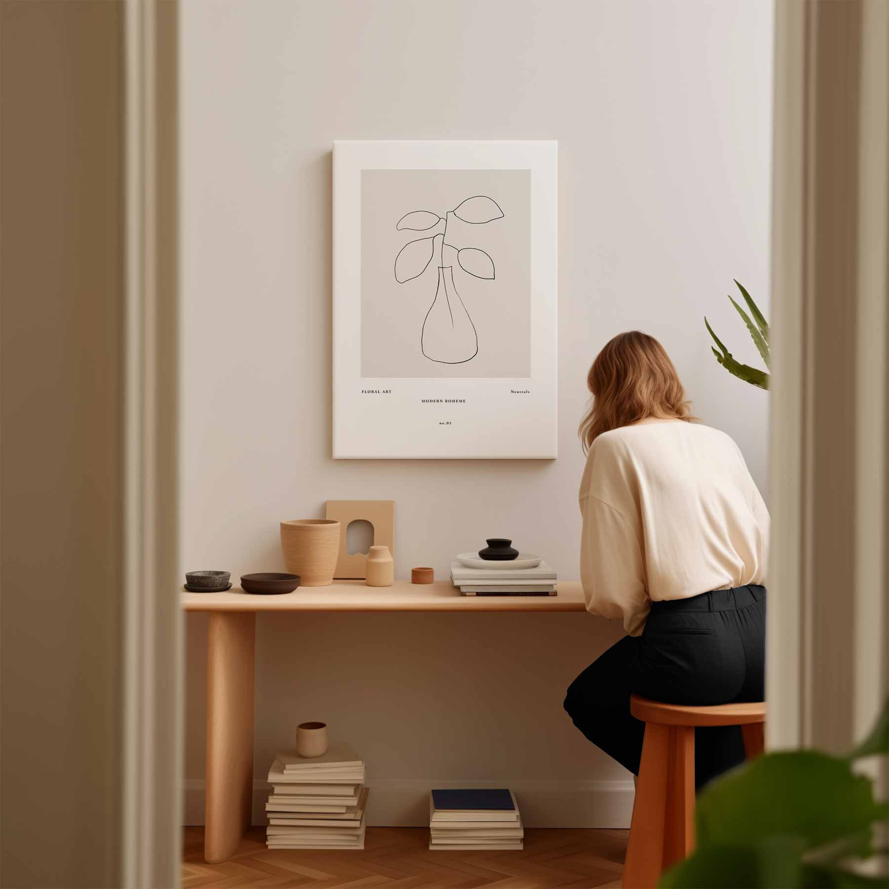 Botanische Minimalisme Illustratie Kunstwerk-canvas-dibond-plexiglas-wanddecoratie-WallArtistic