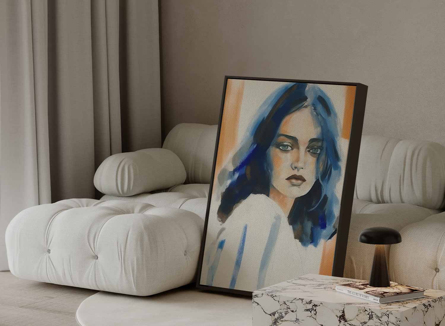 Dromerige Blik in Blauw Kunstwerk-canvas-dibond-plexiglas-wanddecoratie-WallArtistic