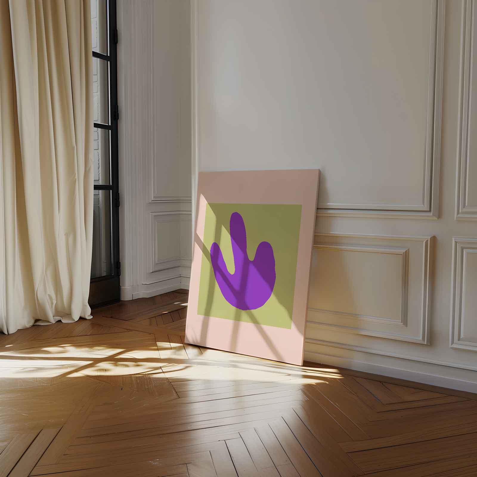 Paarse Abstracte Handafdruk Kunstwerk-canvas-dibond-plexiglas-wanddecoratie-WallArtistic