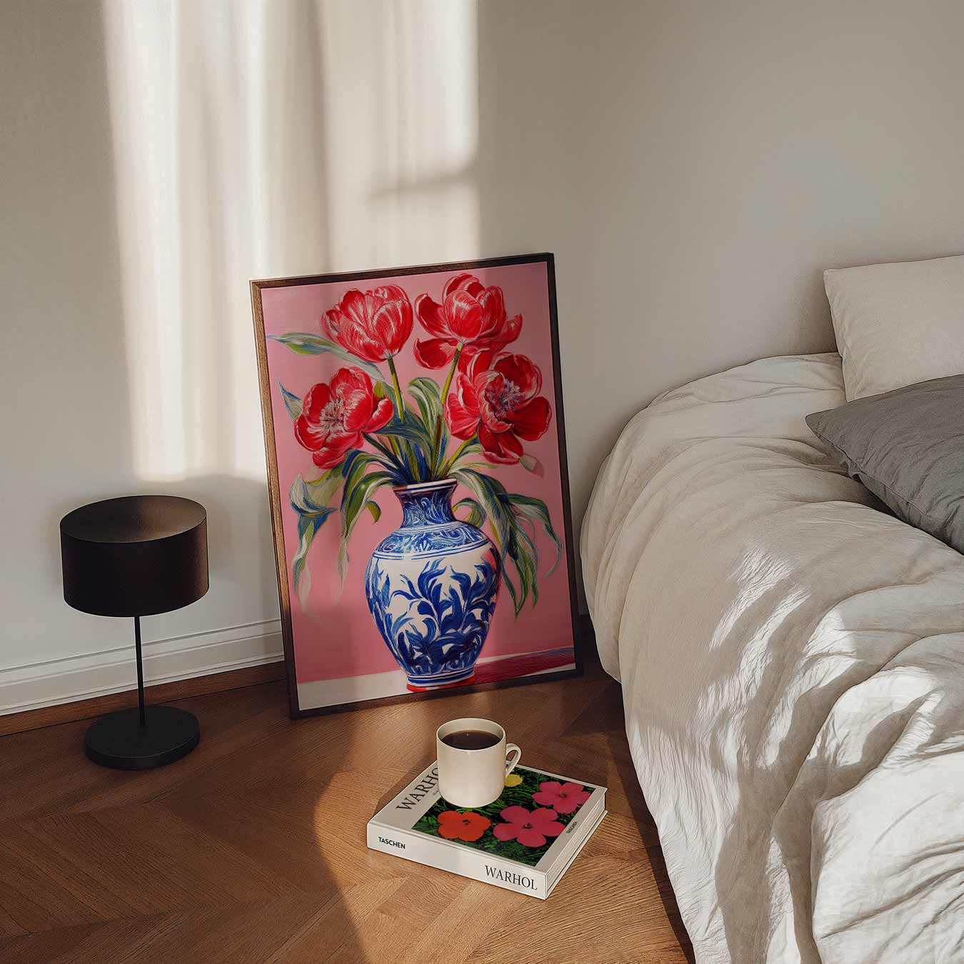 Bloeiende Tulpen in Stijlvolle Vaas Poster-WallArtistic