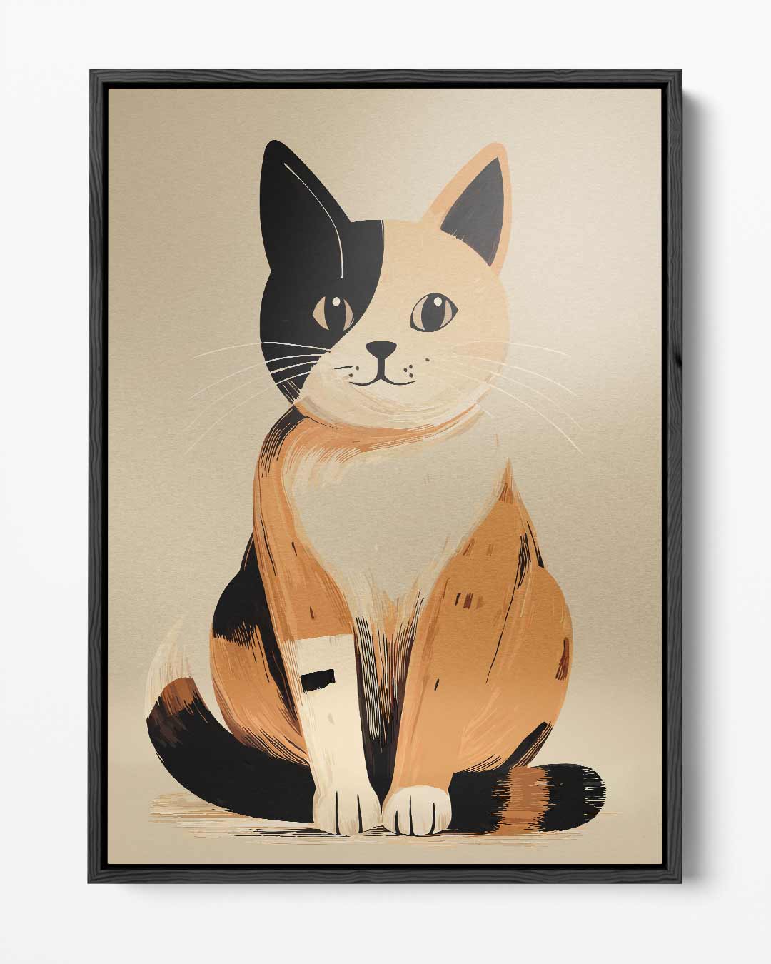 Charmante Kat Illustratie Kunstwerk-canvas-dibond-plexiglas-wanddecoratie-WallArtistic