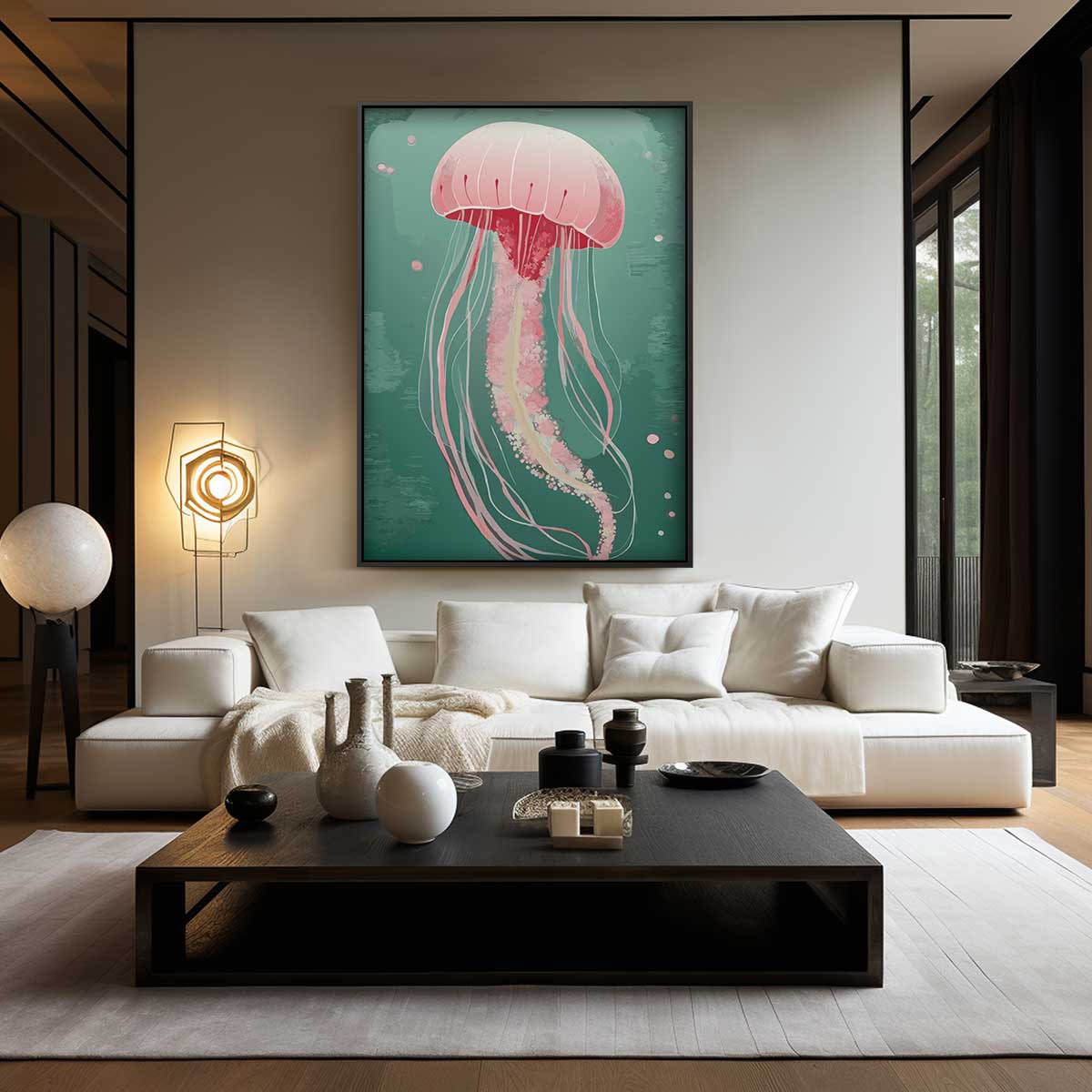 Dromerige Kwallenpracht Kunstwerk-canvas-dibond-plexiglas-wanddecoratie-WallArtistic