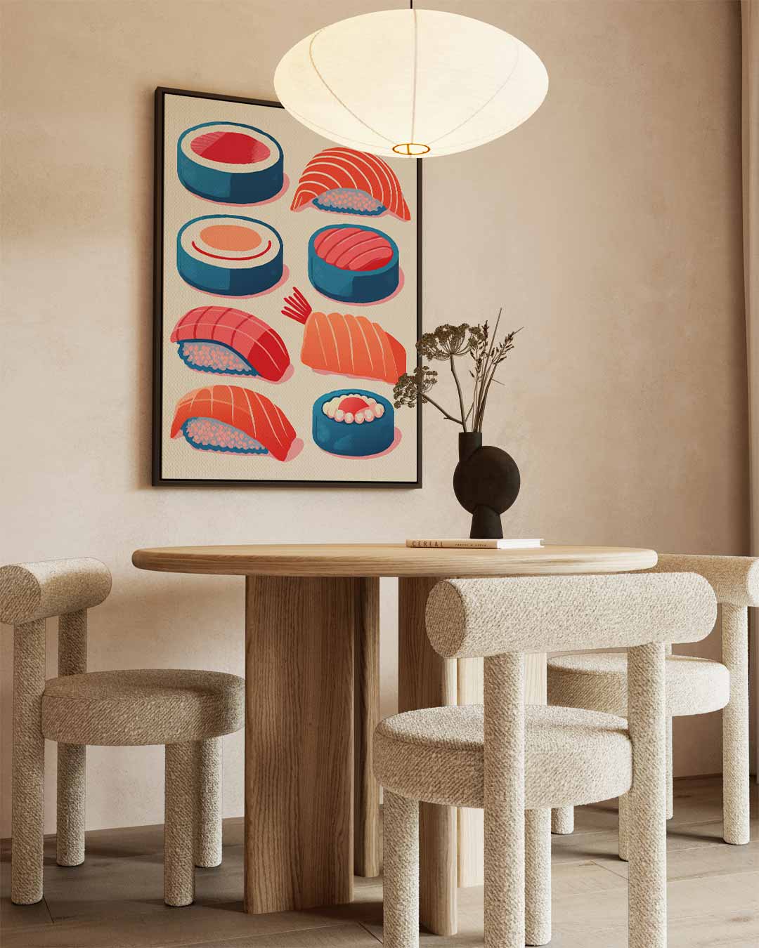 Kleurrijke Sushi Illustratie Kunstwerk-canvas-dibond-plexiglas-wanddecoratie-WallArtistic