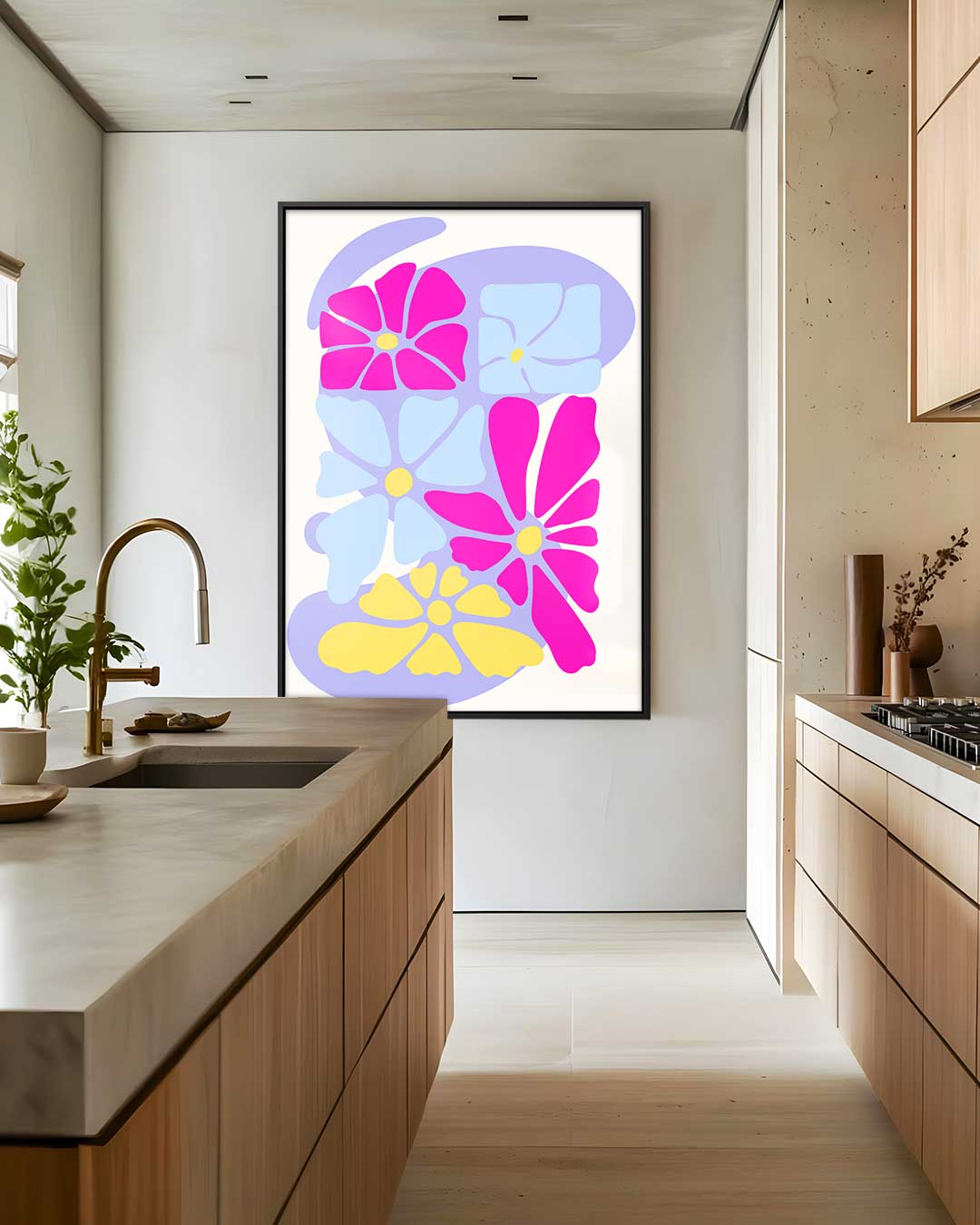 Vrolijke Bloemenpracht Kunstwerk-canvas-dibond-plexiglas-wanddecoratie-WallArtistic