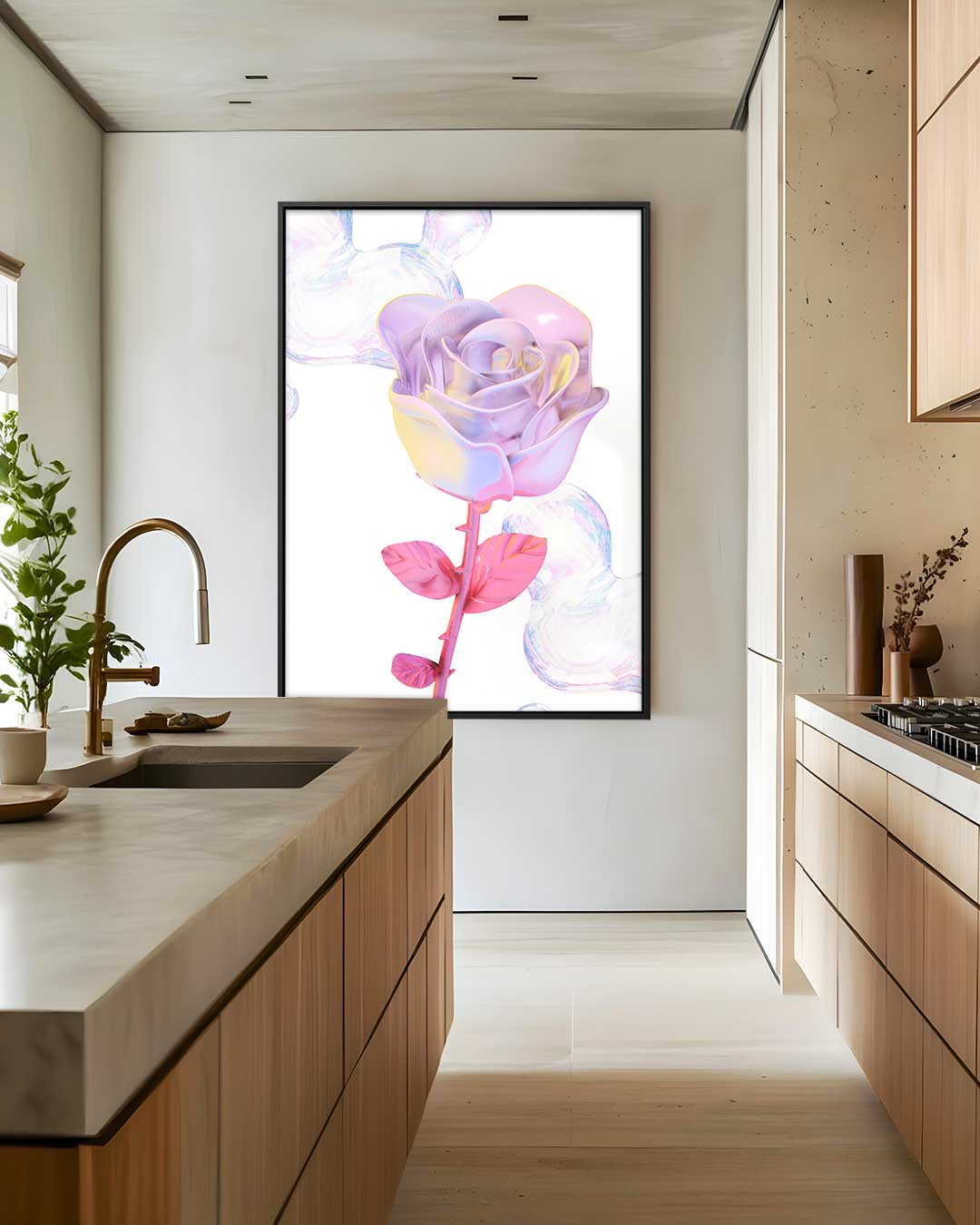 Magische Roos Sculptuur Kunstwerk-canvas-dibond-plexiglas-wanddecoratie-WallArtistic