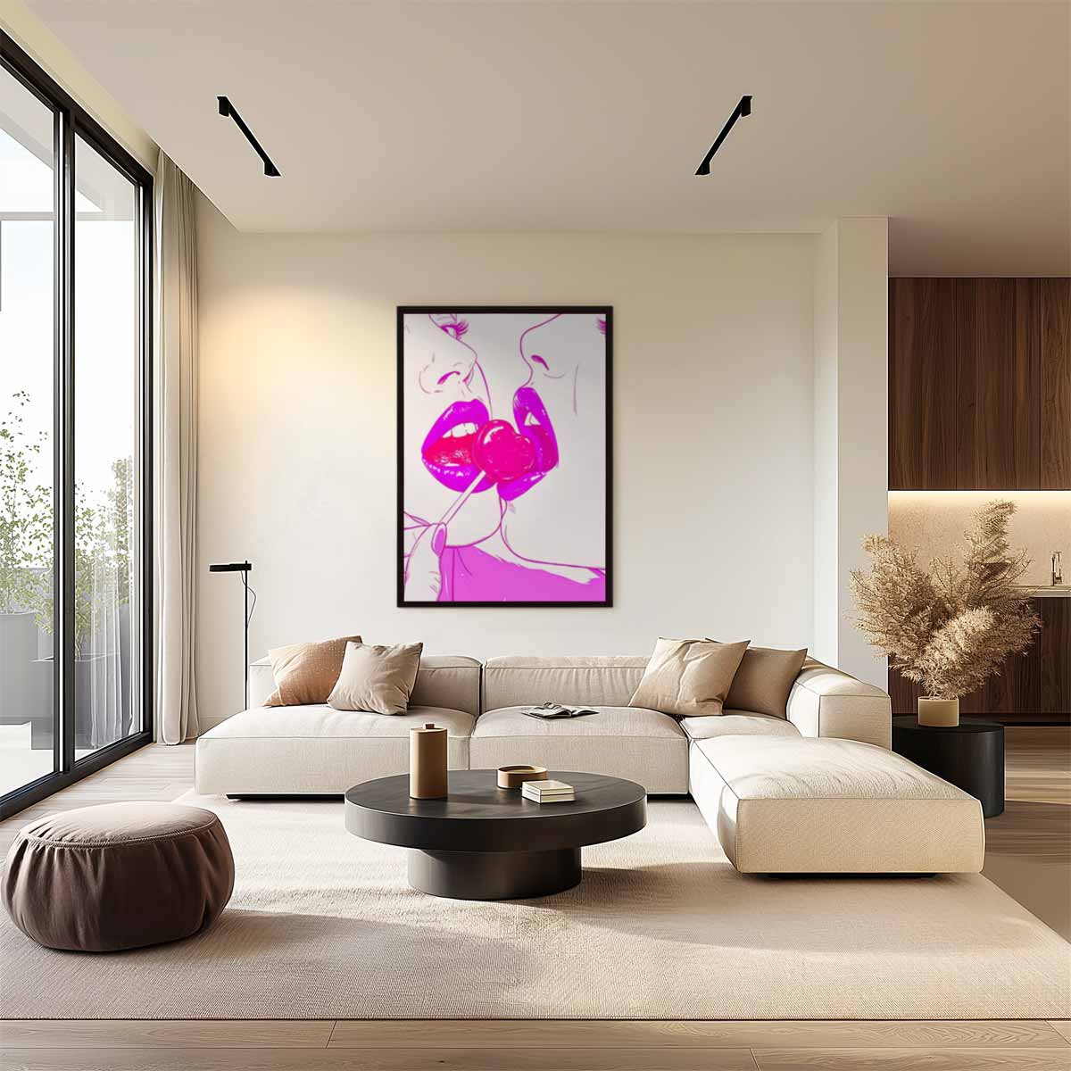 Pop Art Kissing Lollipop Kunstwerk-canvas-dibond-plexiglas-wanddecoratie-WallArtistic