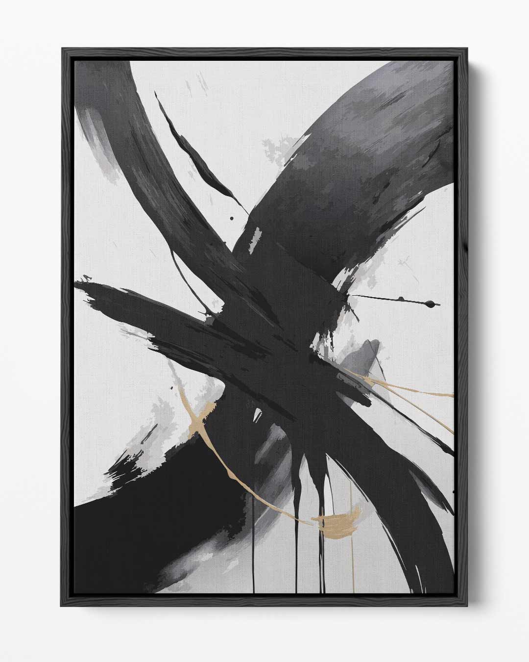 Dynamisch Zwart-Wit Abstract Kunstwerk-canvas-dibond-plexiglas-wanddecoratie-WallArtistic