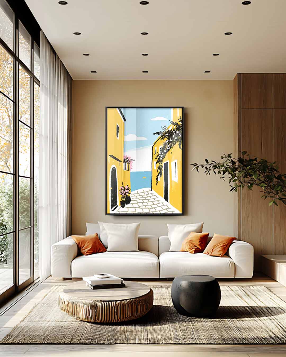 Zonnige Straat naar de Zee Kunstwerk-canvas-dibond-plexiglas-wanddecoratie-WallArtistic