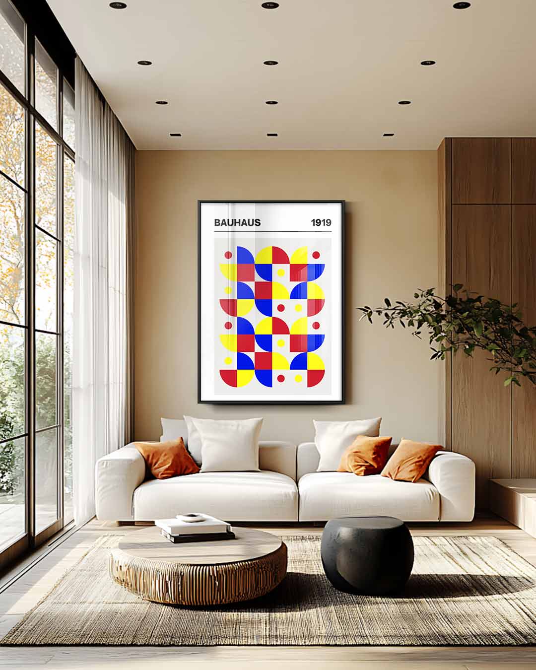 Kleurrijke Bauhaus Geometrie Kunstwerk-canvas-dibond-plexiglas-wanddecoratie-WallArtistic
