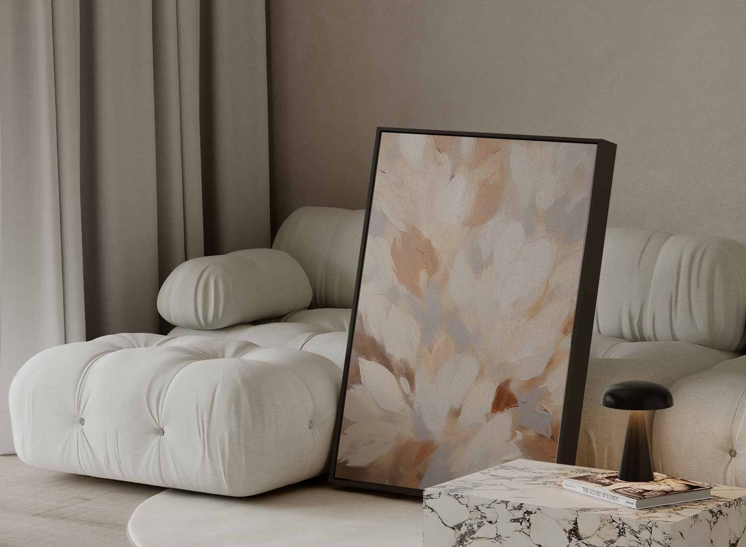 Bloemen in Neutrale Tinten Kunstwerk-canvas-dibond-plexiglas-wanddecoratie-WallArtistic