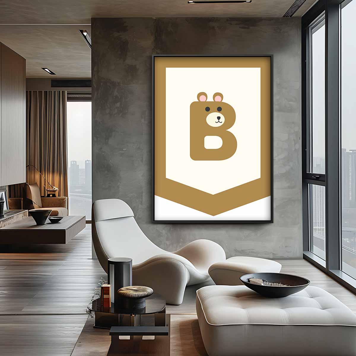 Schattige Berenletter Banner Kunstwerk-canvas-dibond-plexiglas-wanddecoratie-WallArtistic