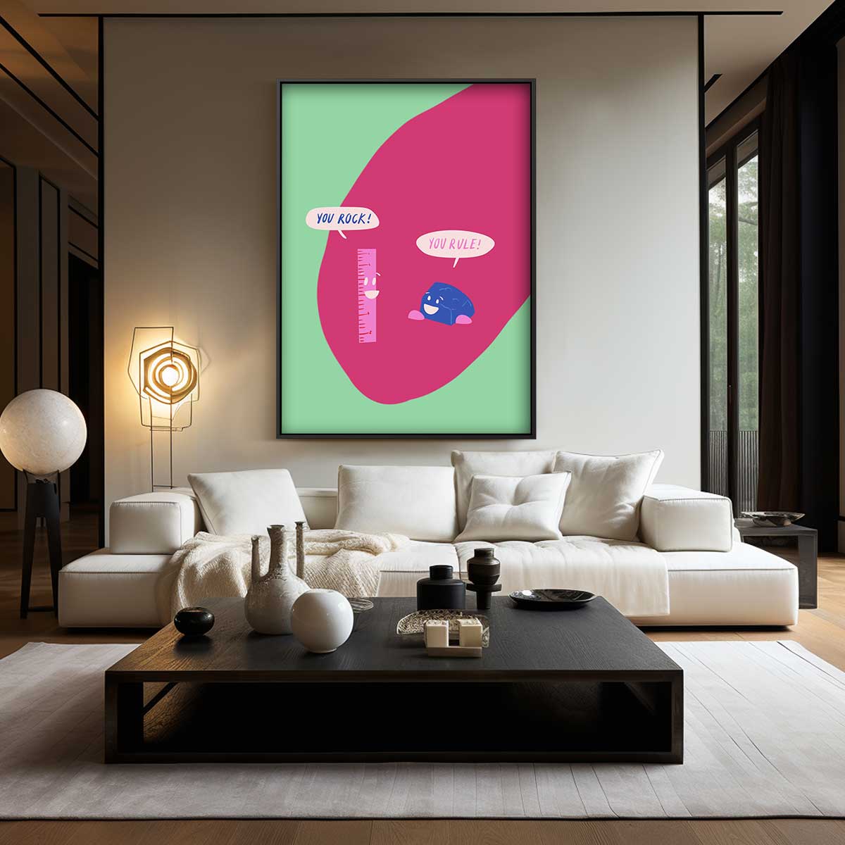 Vrolijke Vriendschap Illustratie Kunstwerk-canvas-dibond-plexiglas-wanddecoratie-WallArtistic