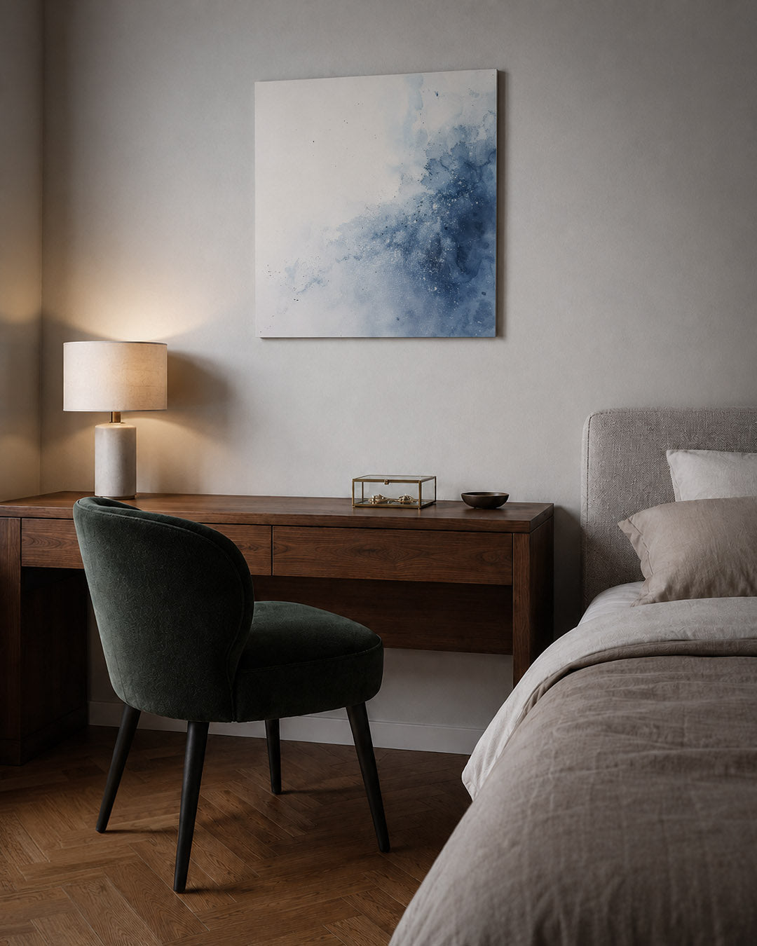 Vloeiende blauwe beweging Kunstwerk