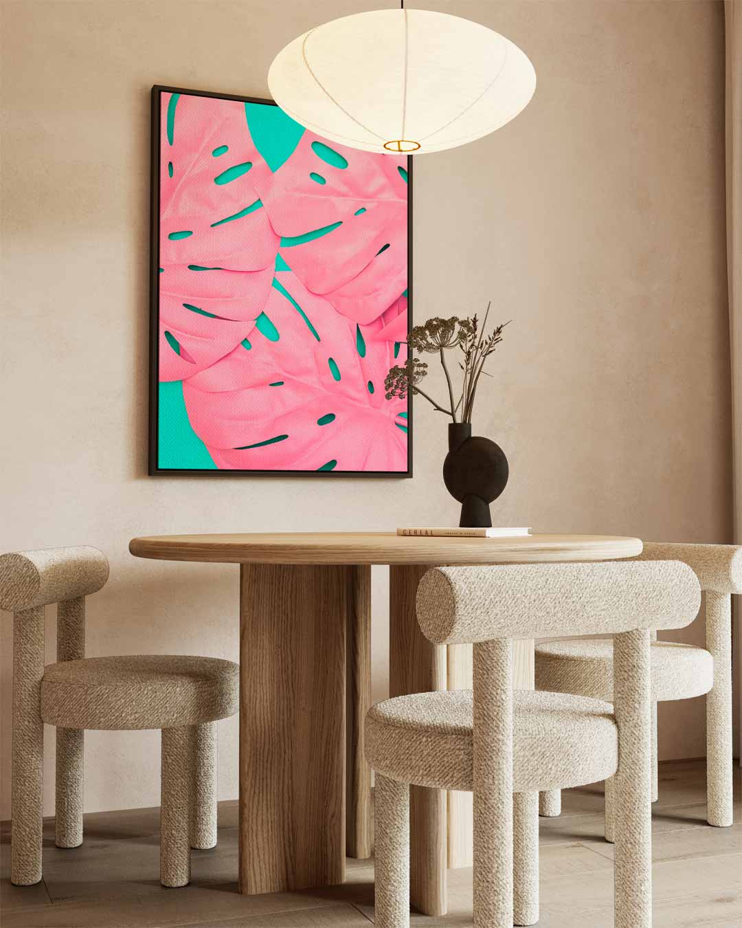 Tropische Roze Bladeren Kunstwerk-canvas-dibond-plexiglas-wanddecoratie-WallArtistic