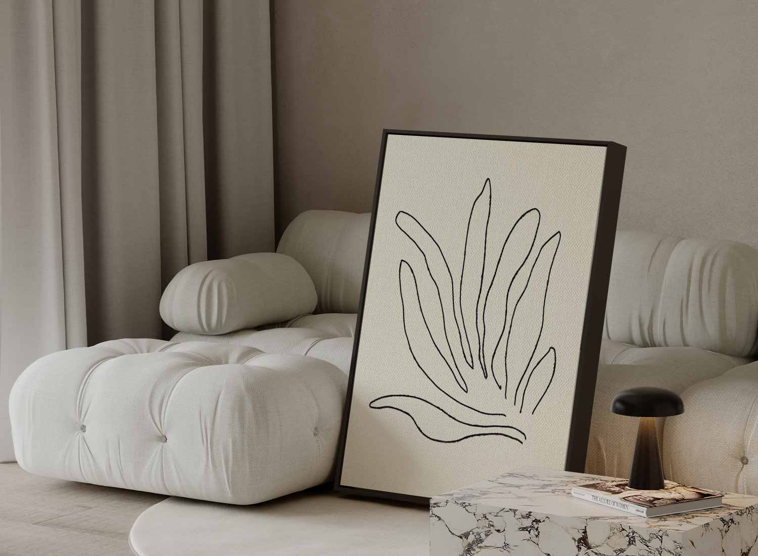 Organische Lijntekening Kunstwerk-canvas-dibond-plexiglas-wanddecoratie-WallArtistic
