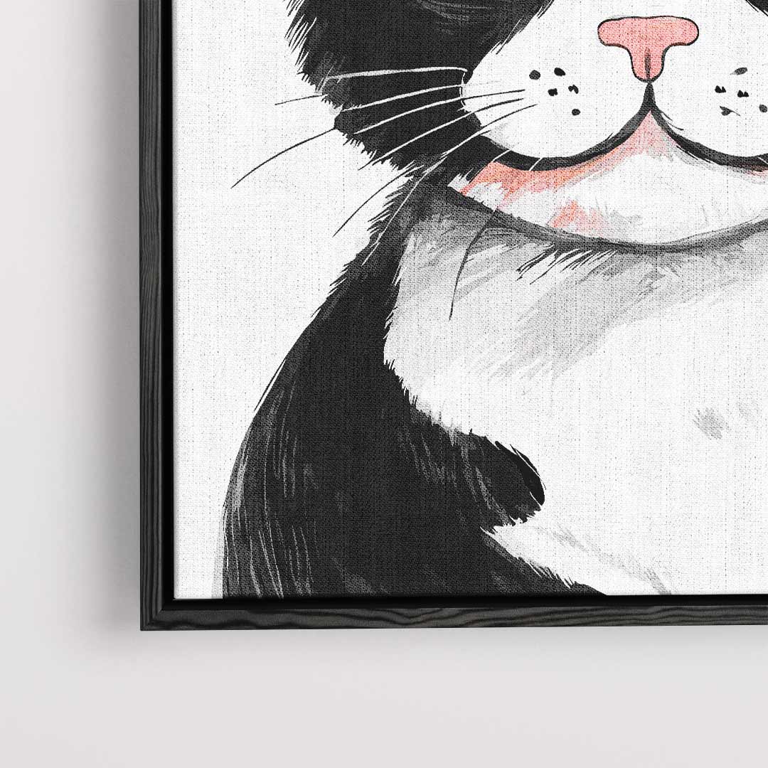 Vrolijke Kattenillustratie Kunstwerk-canvas-dibond-plexiglas-wanddecoratie-WallArtistic