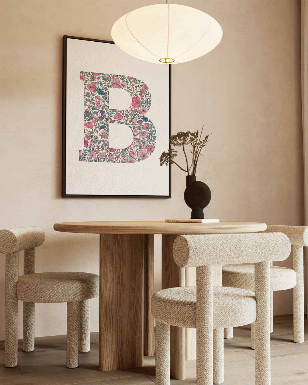 Bloemen Letter B Decoratie Kunstwerk-canvas-dibond-plexiglas-wanddecoratie-WallArtistic