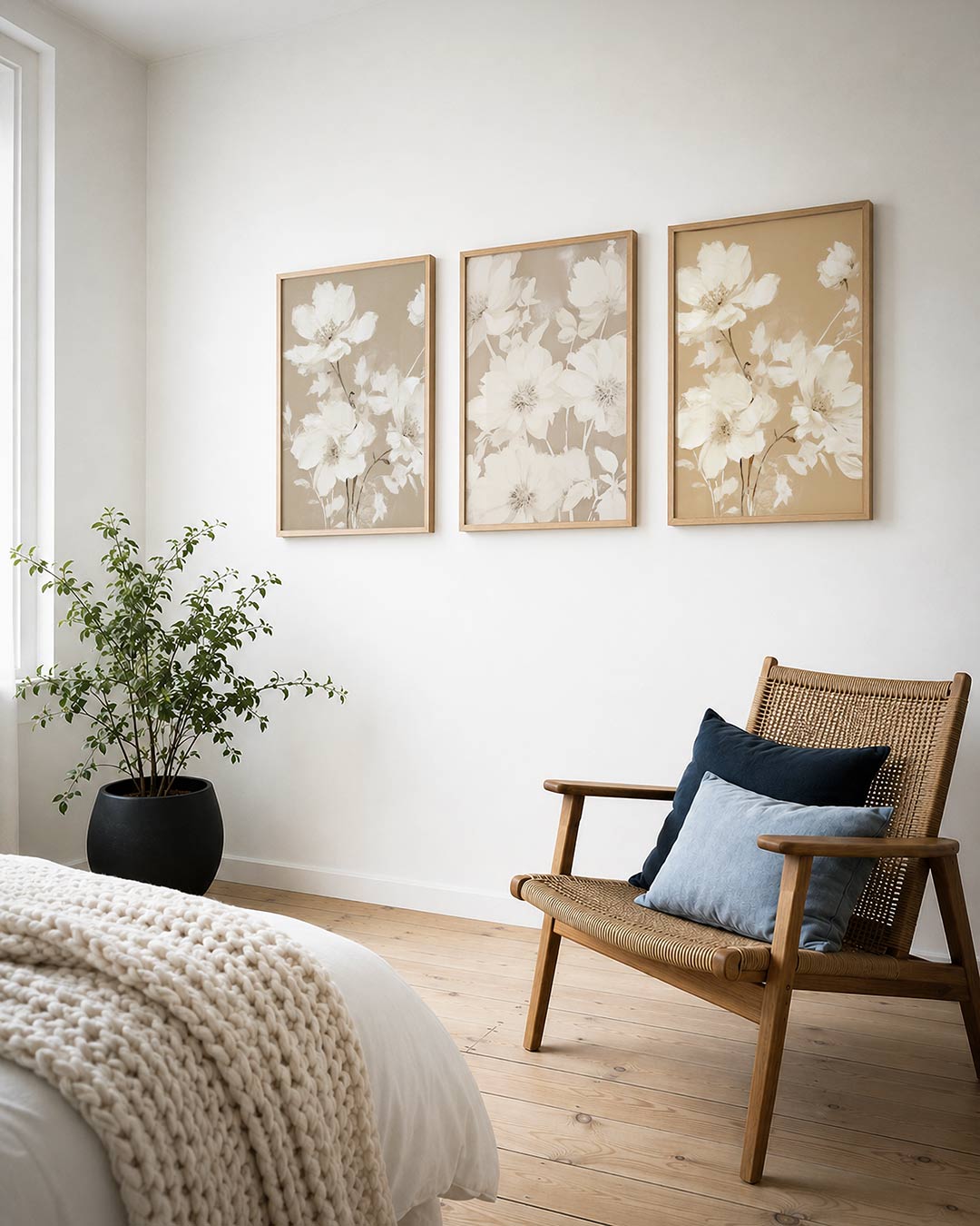 Bloemrijke zachttekening Posterset