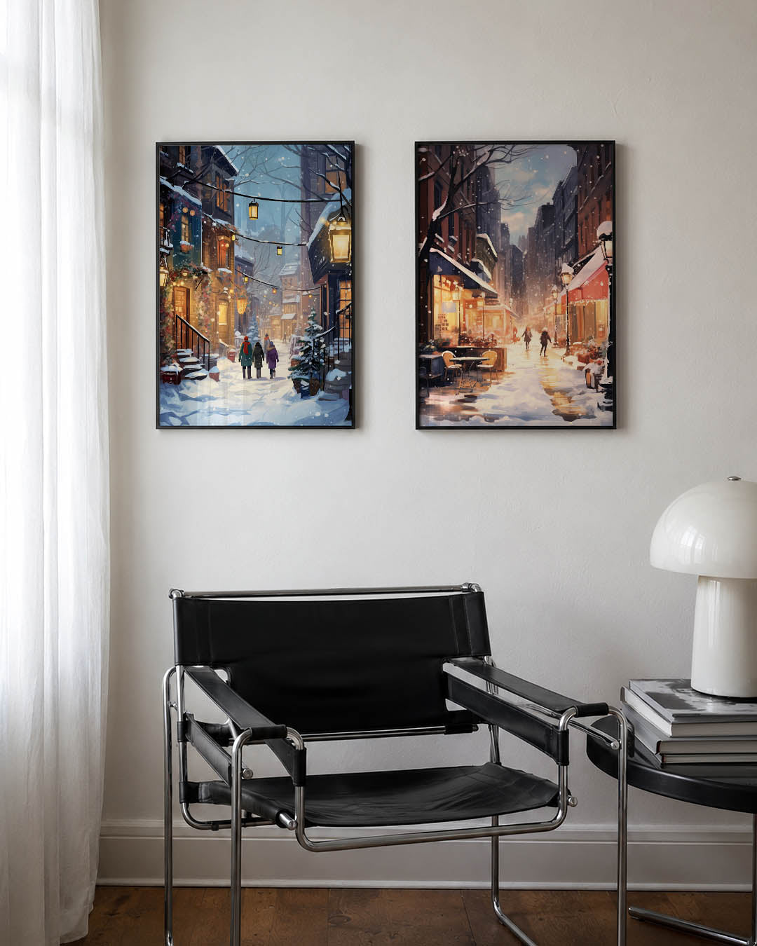 Winterse straatverlichting Posterset