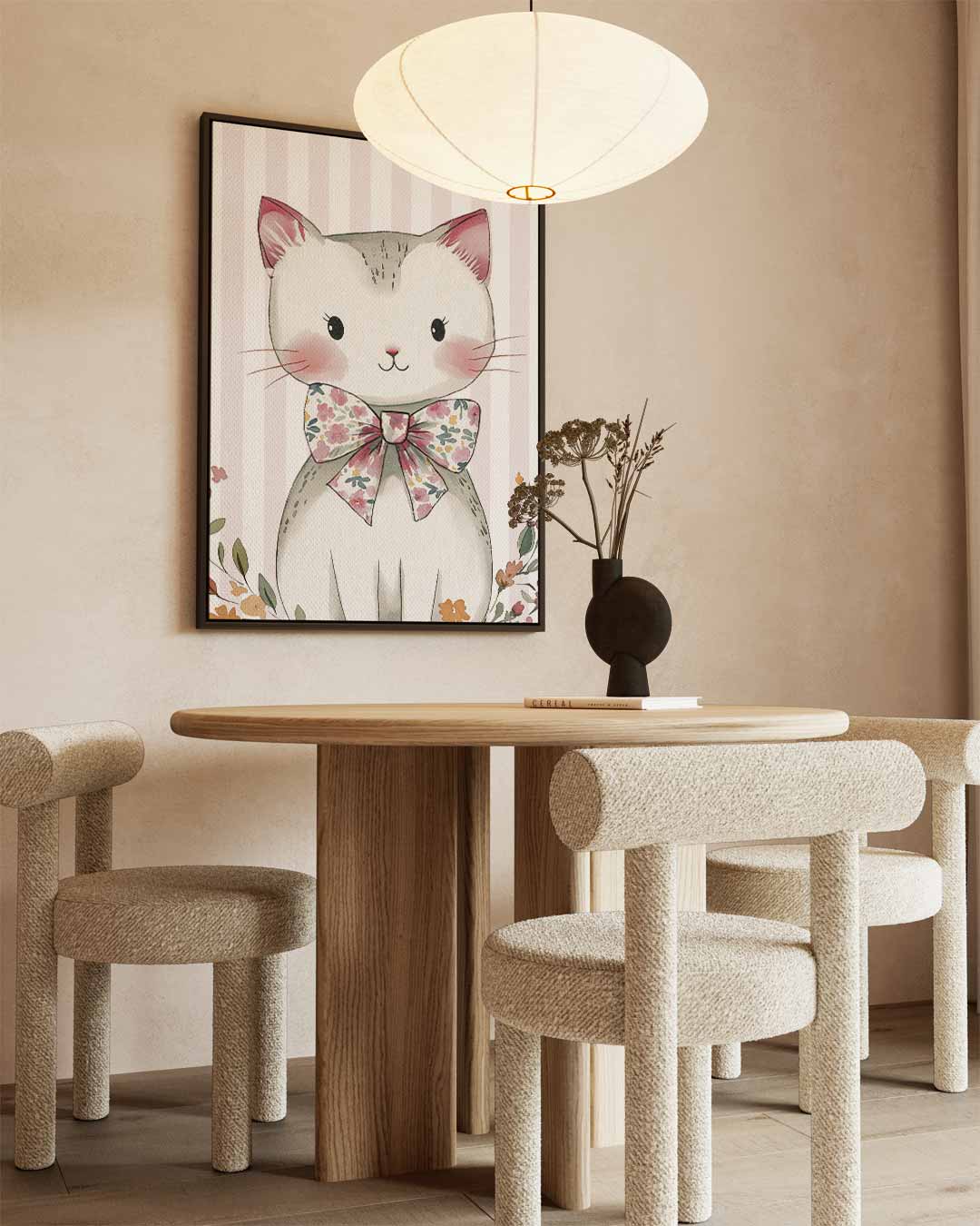 Schattige Kat Met Strik Kunstwerk-canvas-dibond-plexiglas-wanddecoratie-WallArtistic