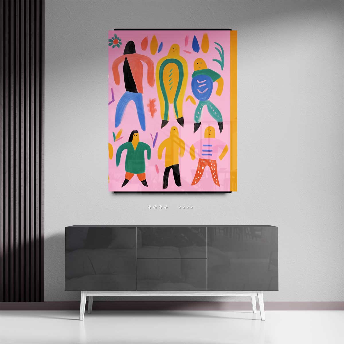 Kleurrijke Dans van Vormen Kunstwerk-canvas-dibond-plexiglas-wanddecoratie-WallArtistic