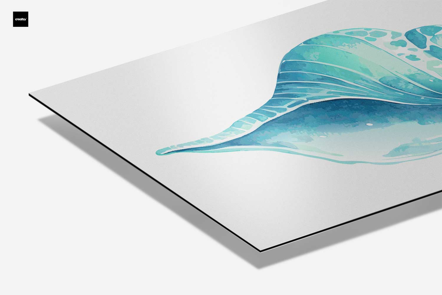 Turquoise Schelp Illustratie Kunstwerk-canvas-dibond-plexiglas-wanddecoratie-WallArtistic