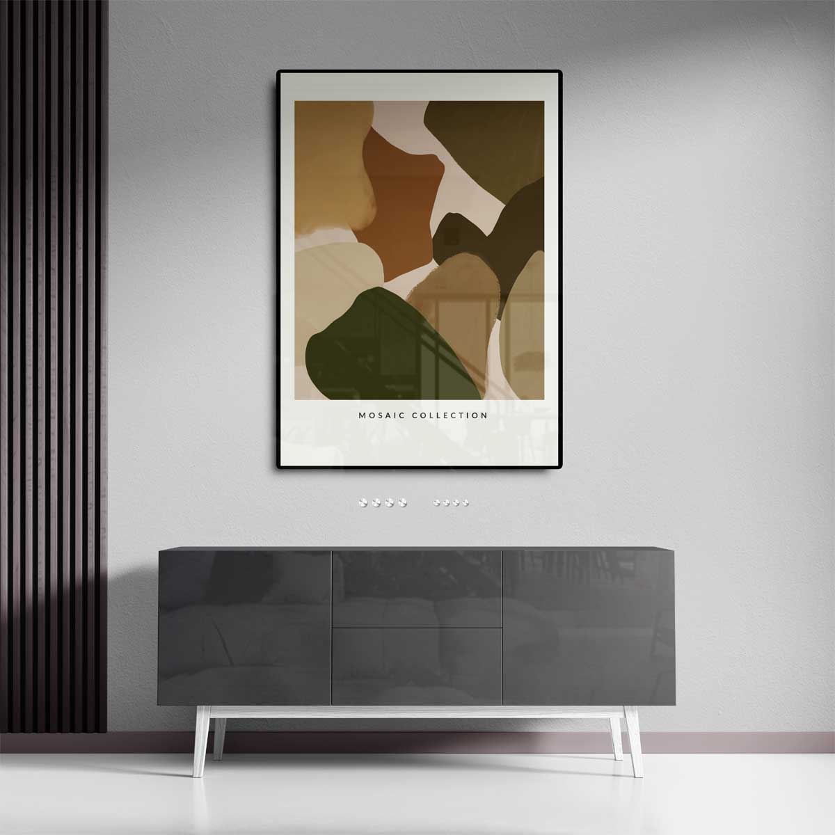 Moderne Aardetinten Mozaïek Kunstwerk-canvas-dibond-plexiglas-wanddecoratie-WallArtistic