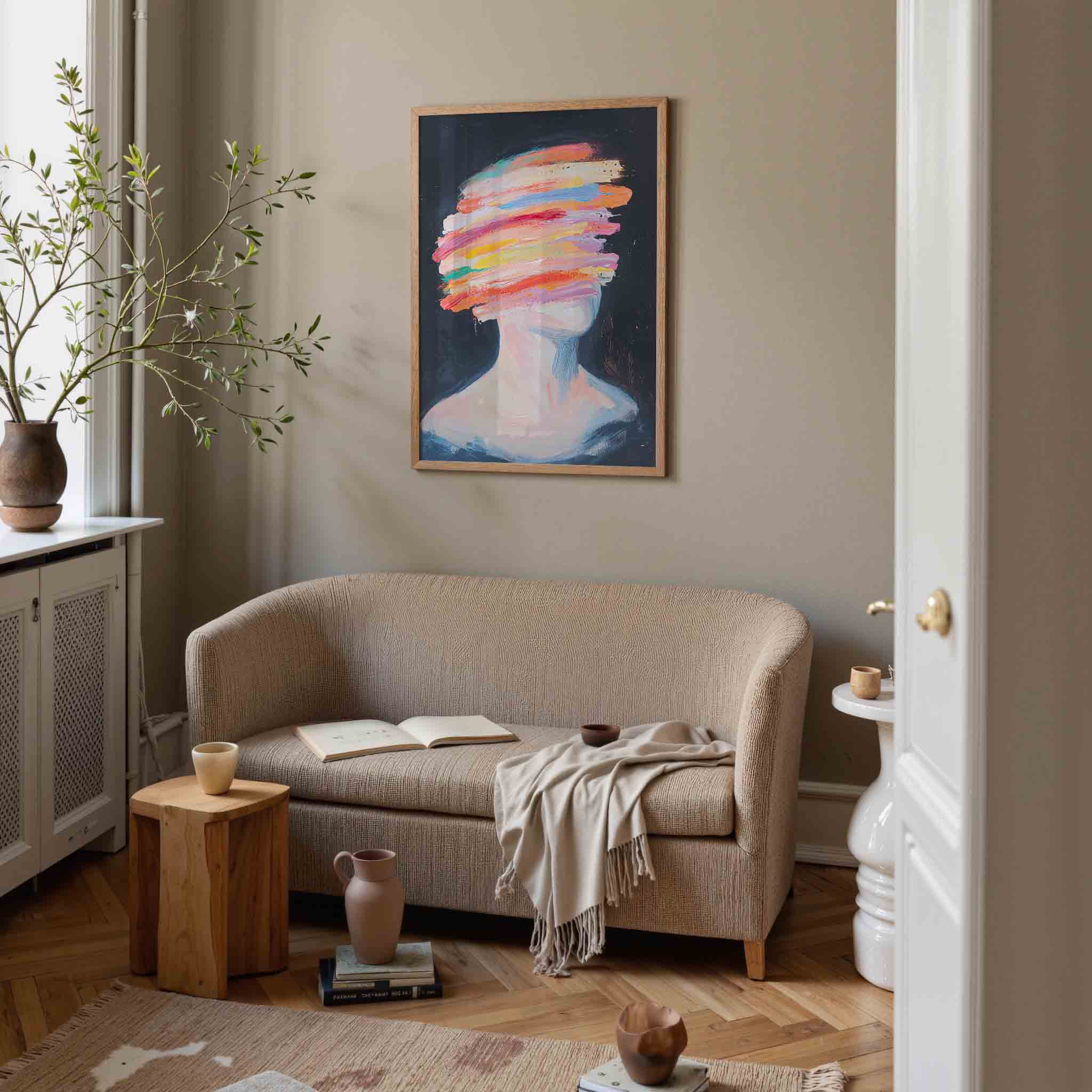 Abstracte figuur met kleurrijke strepen Poster