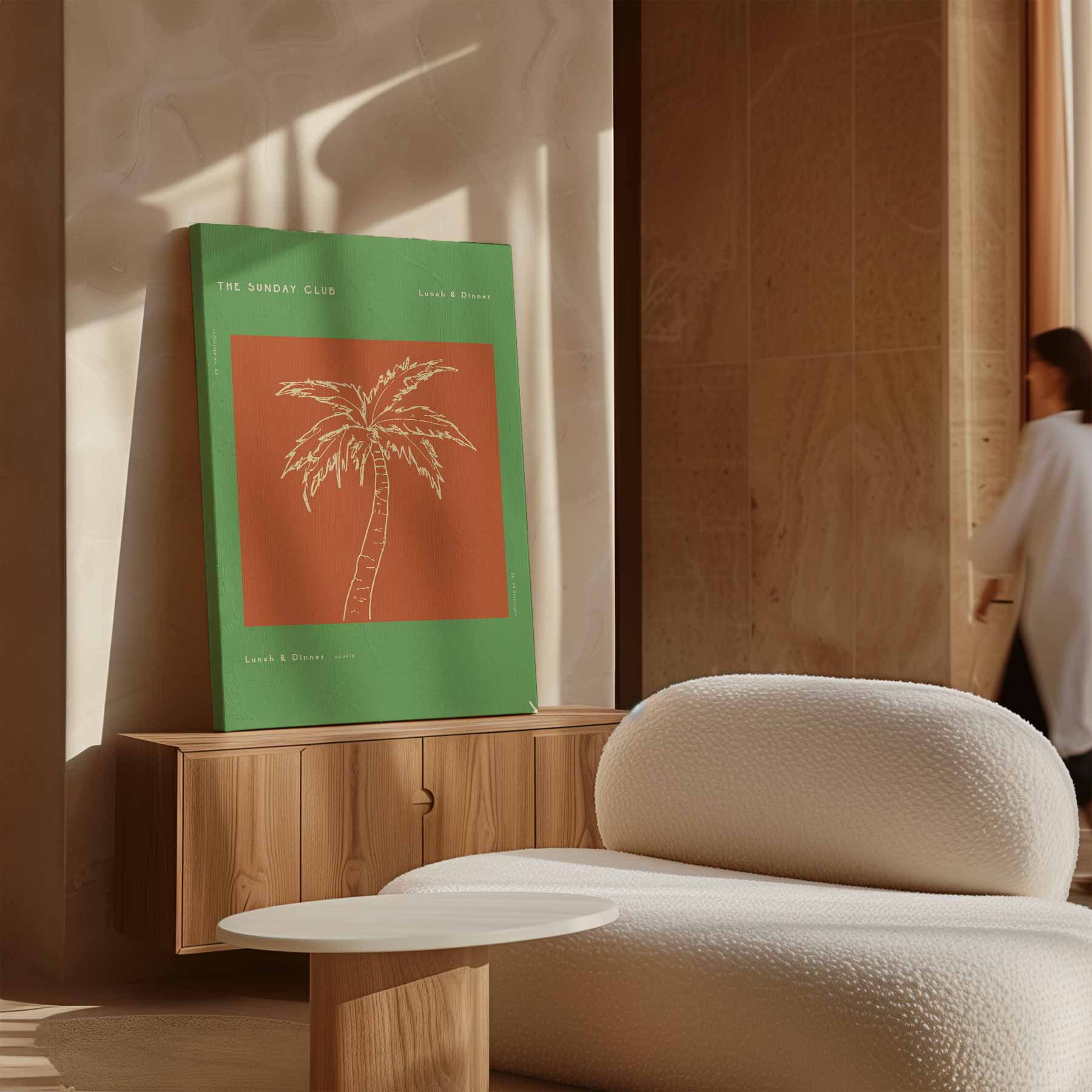 Tropische Vibes Palm Illustratie Kunstwerk-canvas-dibond-plexiglas-wanddecoratie-WallArtistic